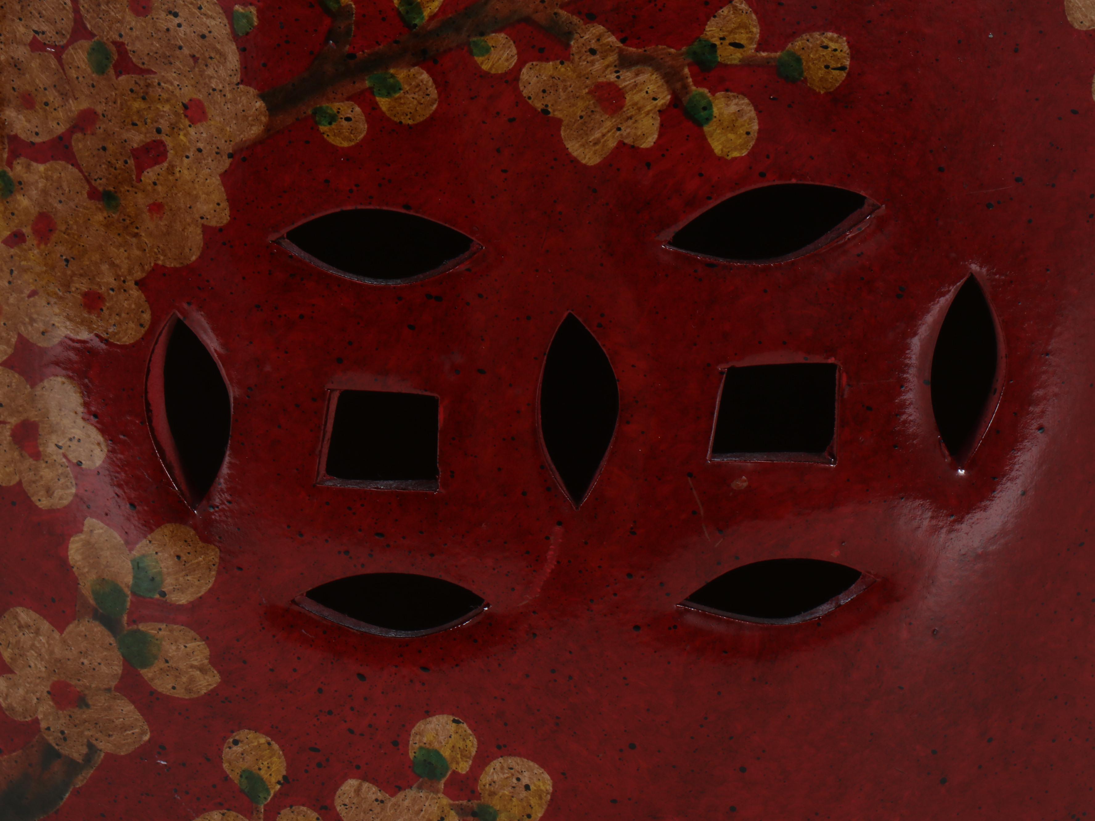 Chinese Sang de Boeuf Porcelain Garden Stool with Painted Blossoms