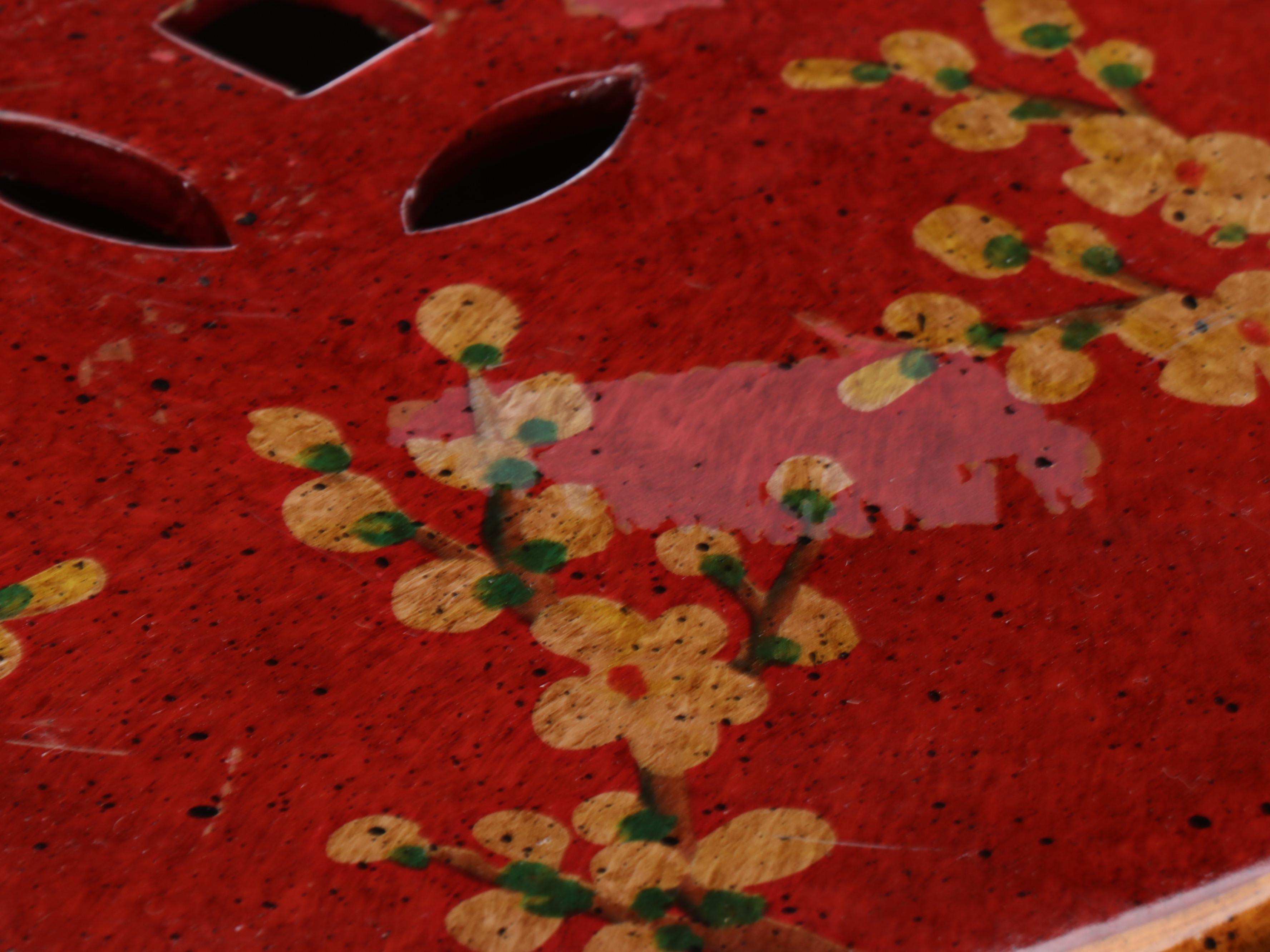 Chinese Sang de Boeuf Porcelain Garden Stool with Painted Blossoms