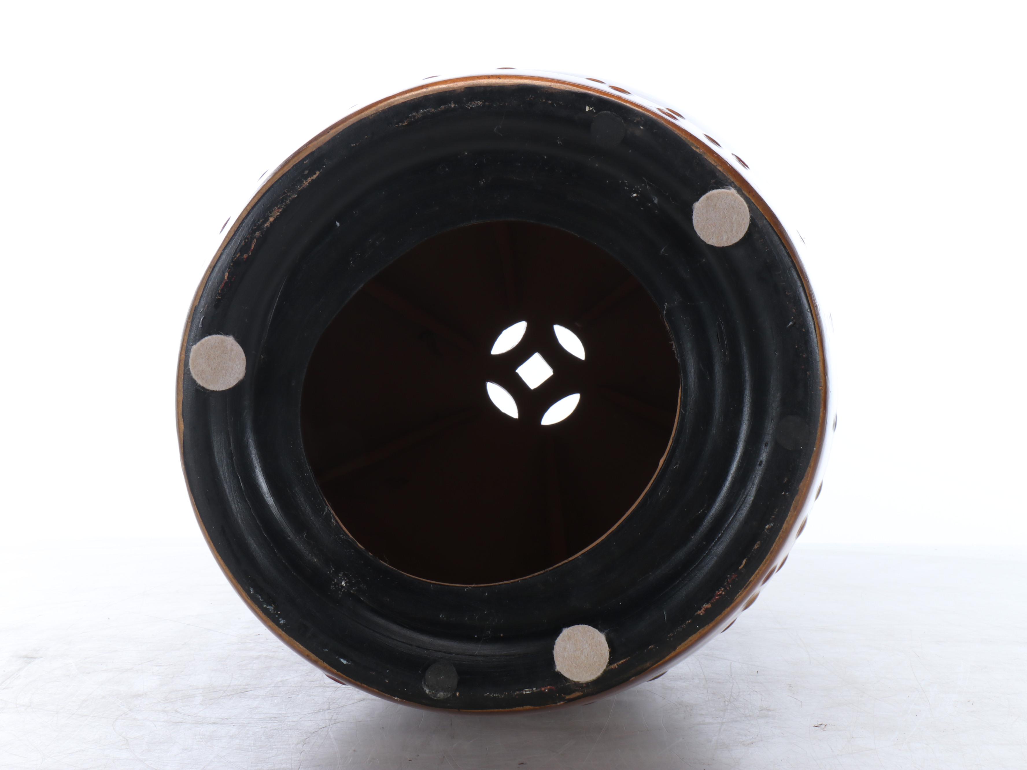 Chinese Sang de Boeuf Porcelain Garden Stool with Painted Blossoms