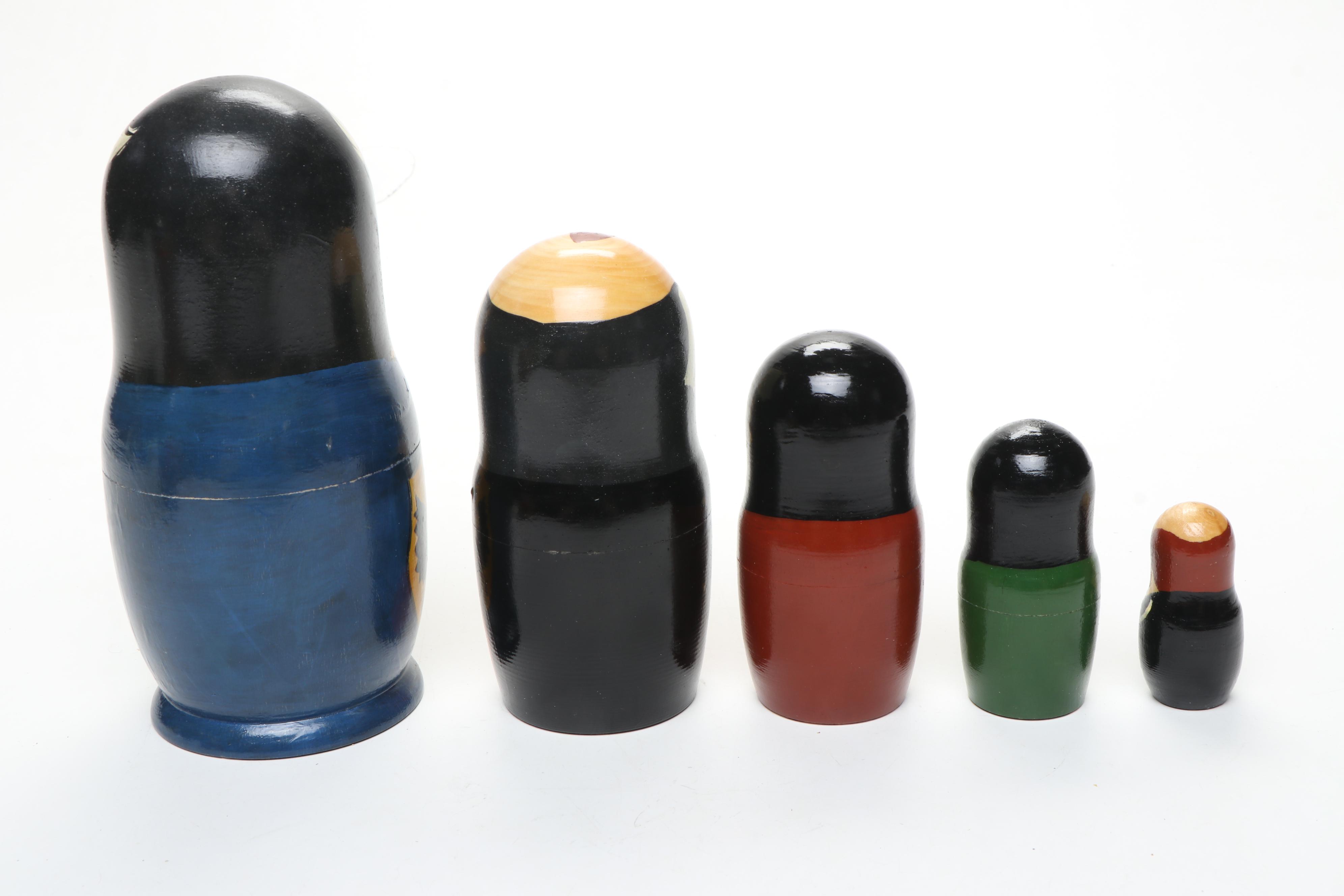 Russian Politicians and Other Painted Wooden Matryoshka Dolls