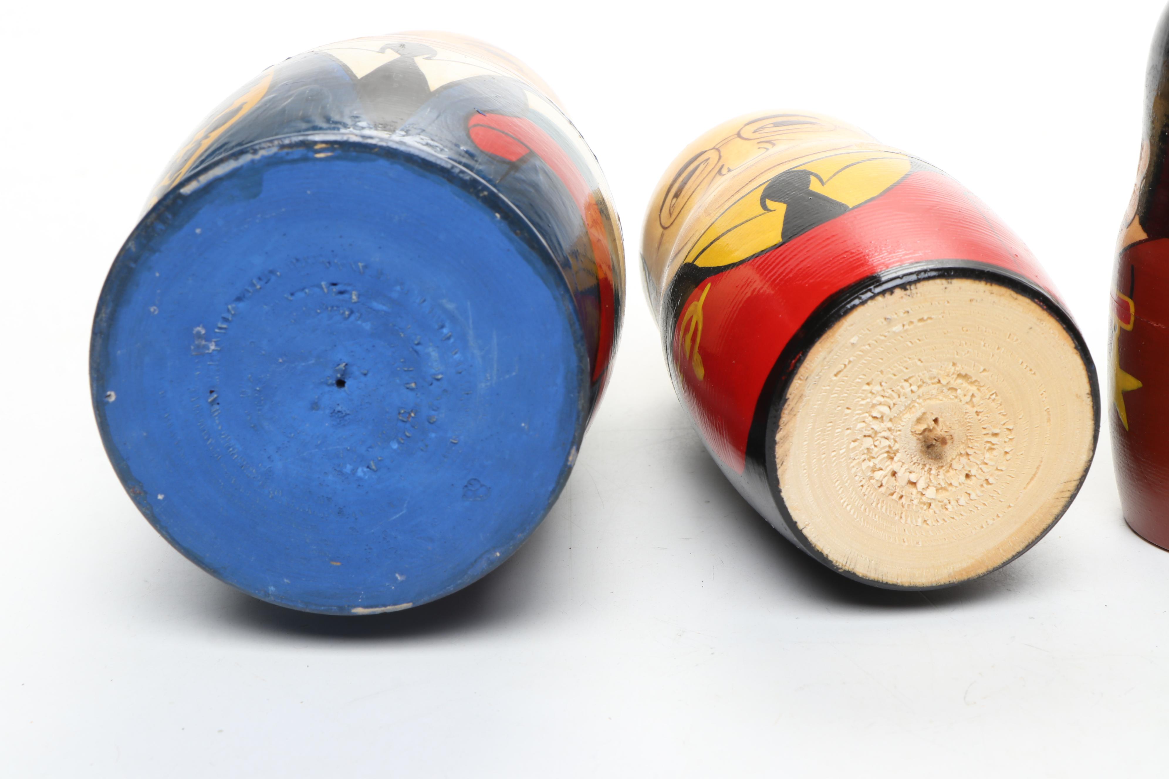 Russian Politicians and Other Painted Wooden Matryoshka Dolls