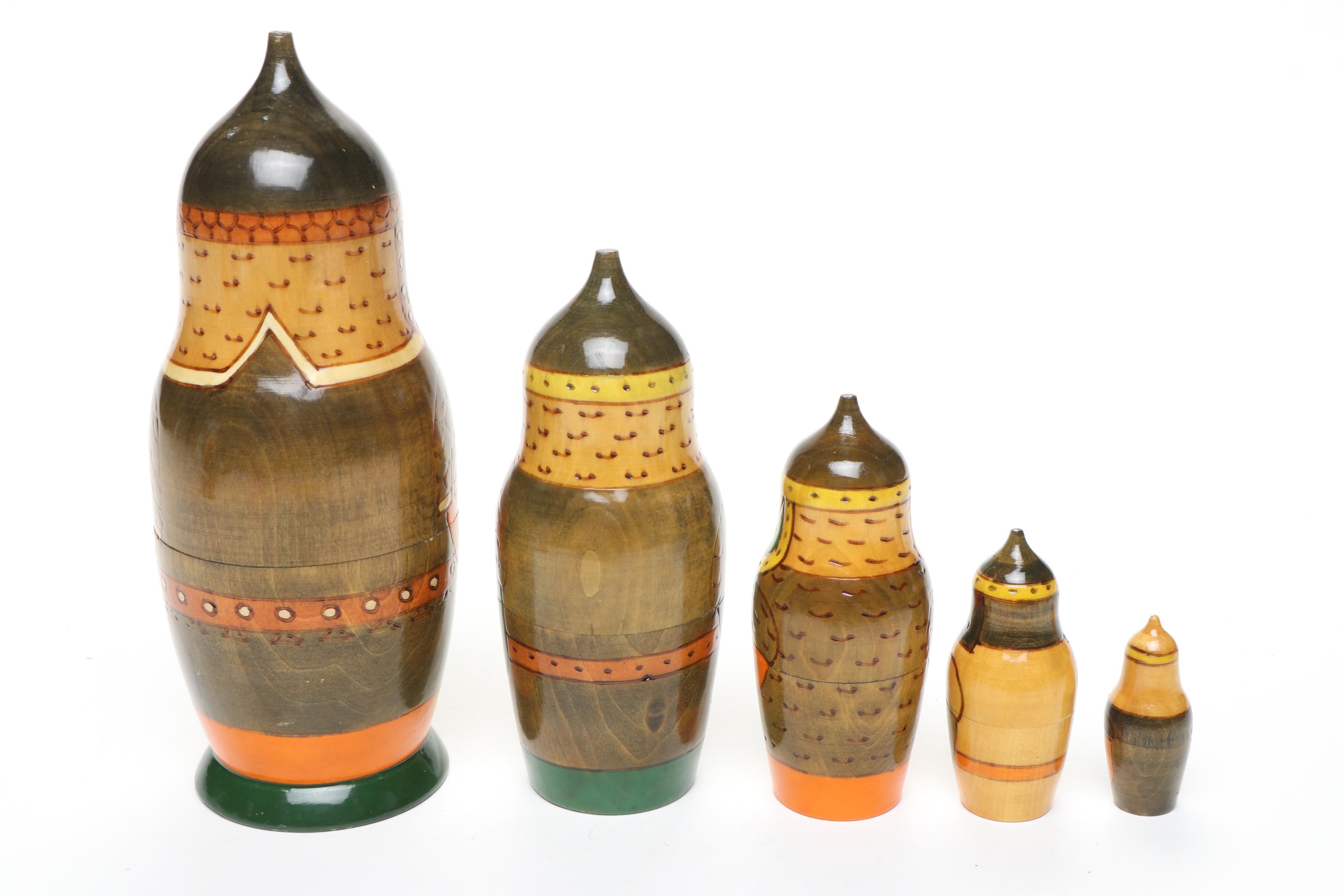 Russian Politicians and Other Painted Wooden Matryoshka Dolls