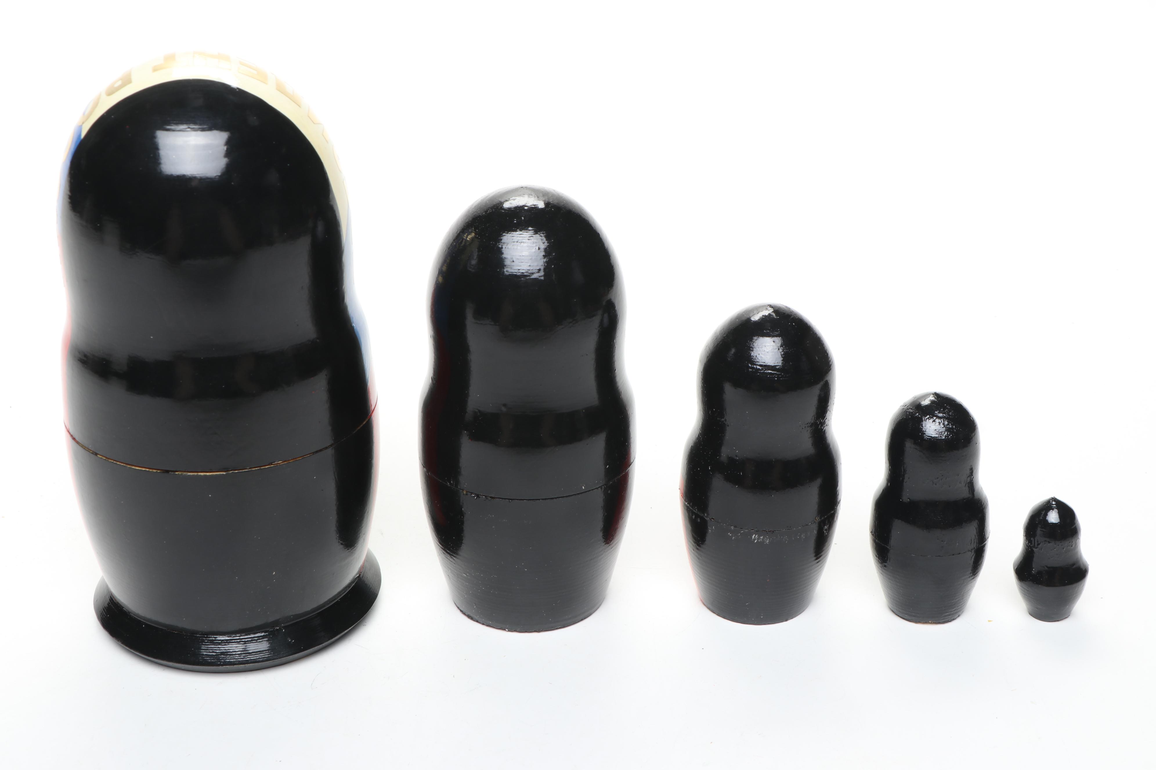 Russian Politicians and Other Painted Wooden Matryoshka Dolls