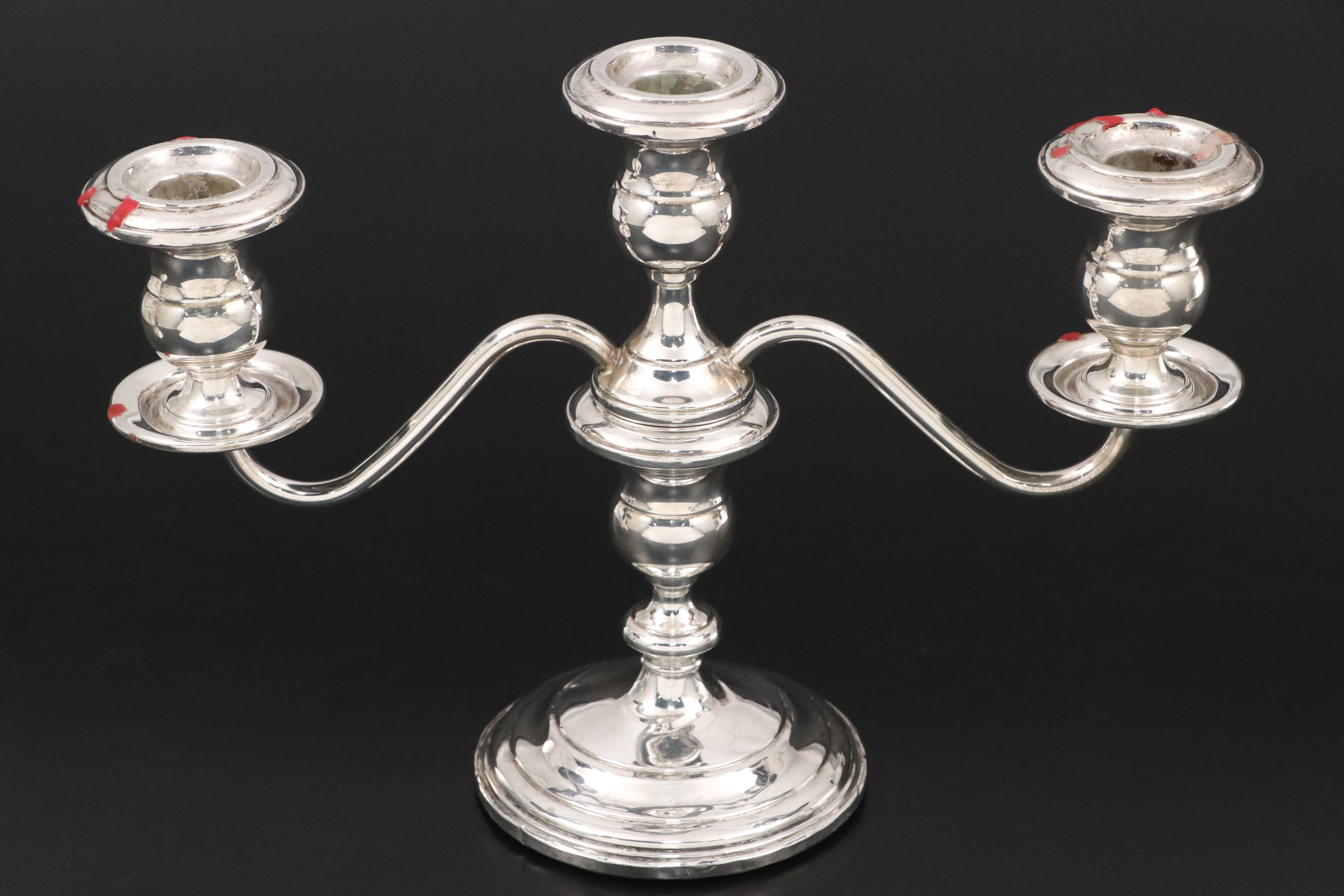 Fisher Sterling Silver Candelabra with Watrous Sterling Silver Candle Holders