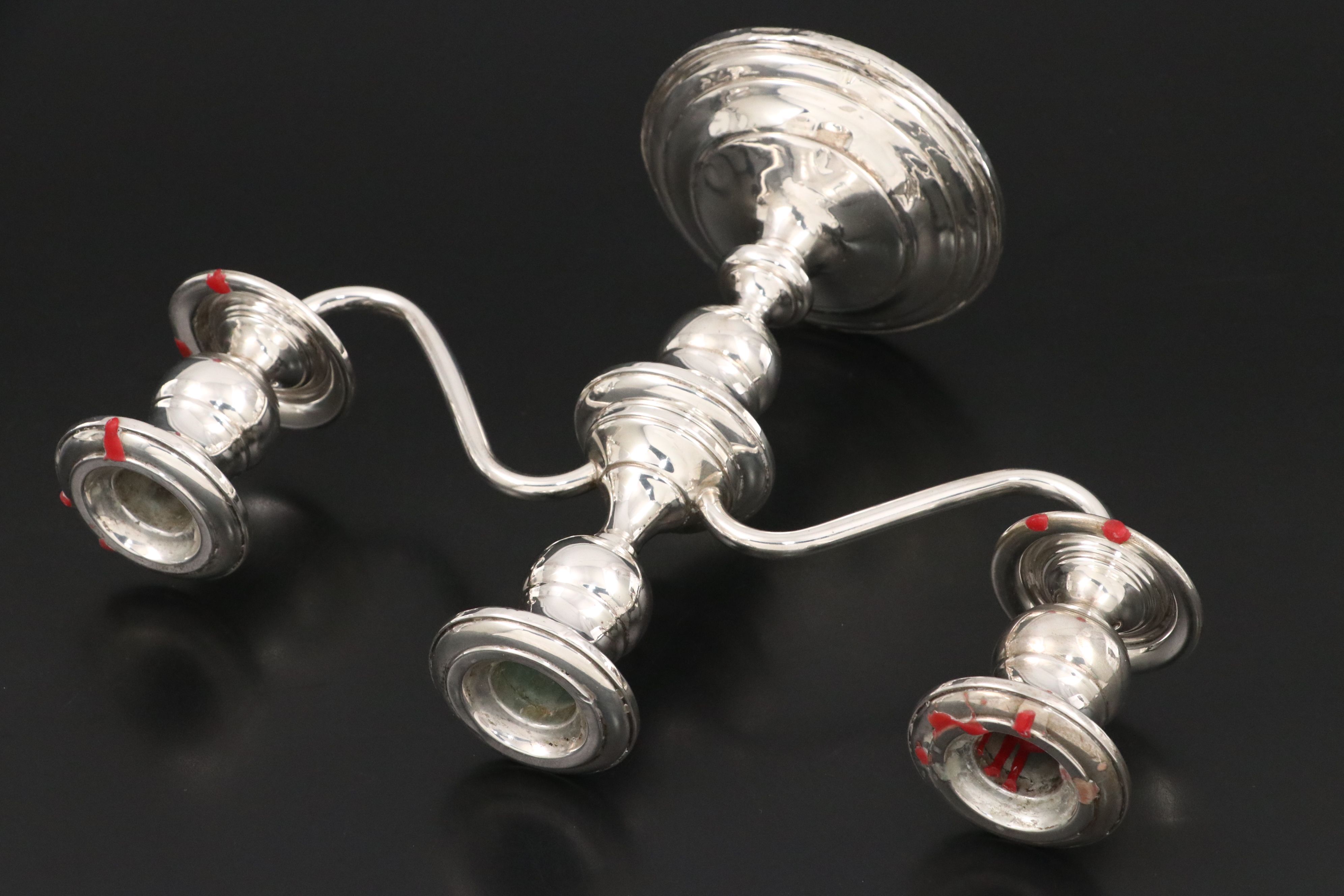 Fisher Sterling Silver Candelabra with Watrous Sterling Silver Candle Holders