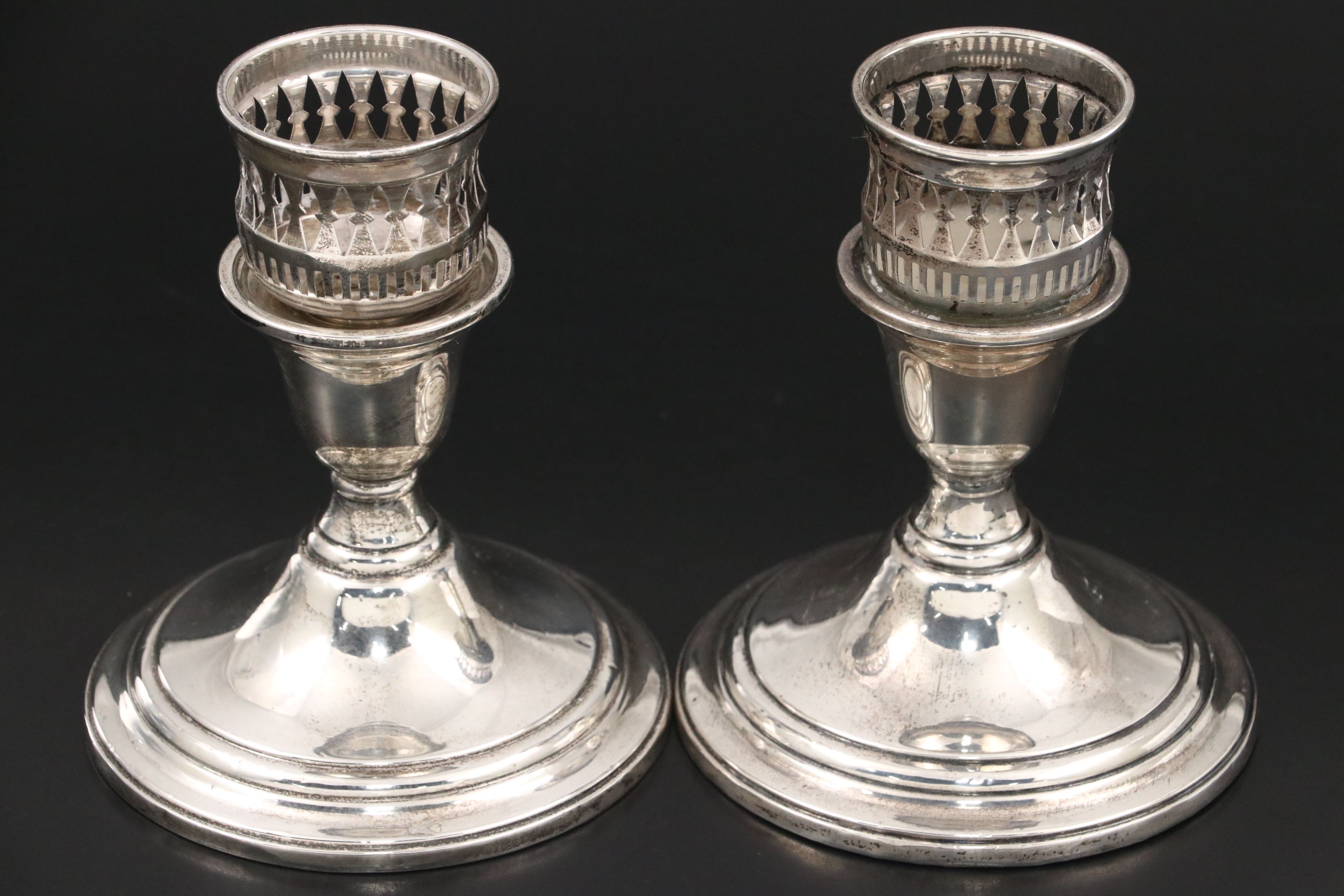 Fisher Sterling Silver Candelabra with Watrous Sterling Silver Candle Holders
