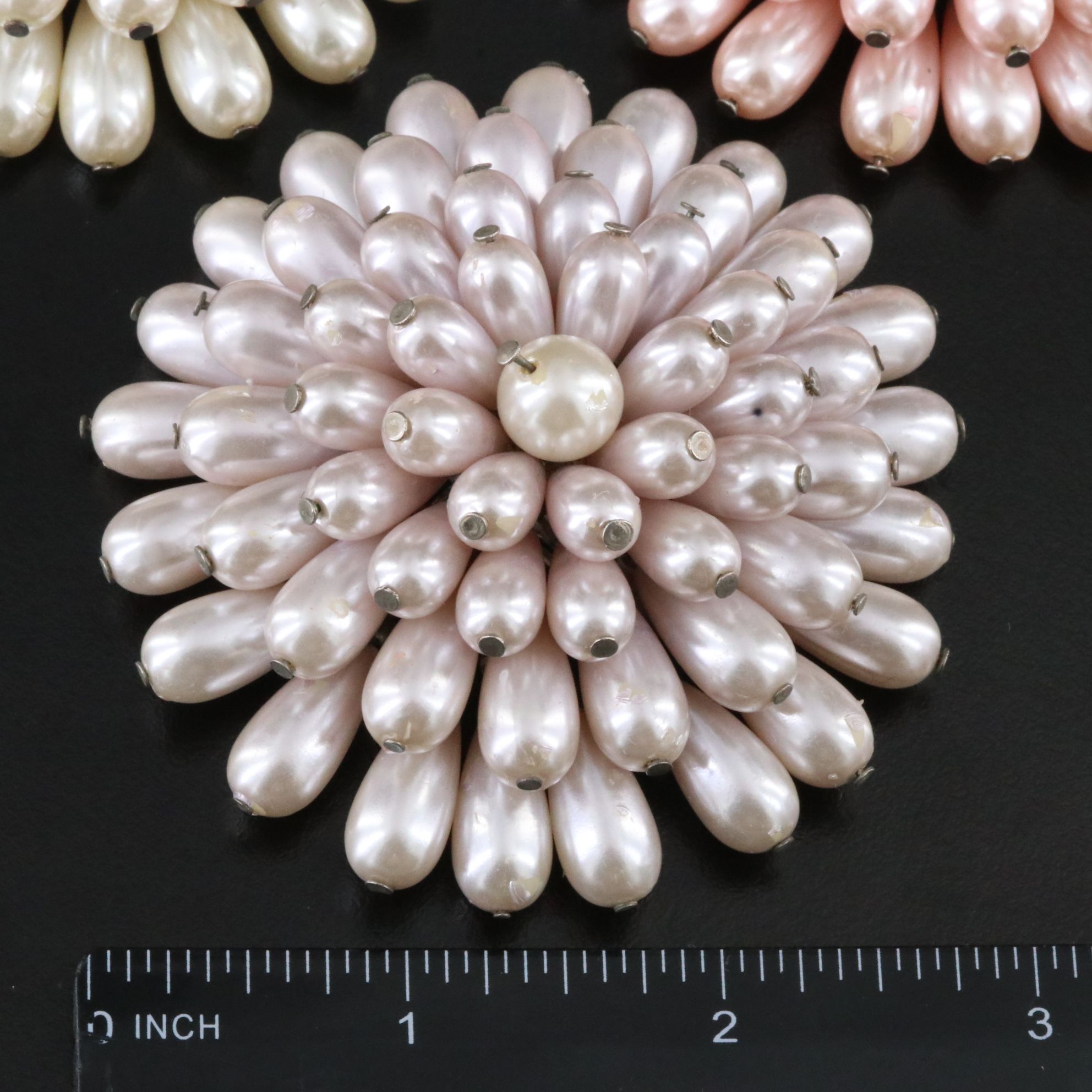 Vintage Floral Faux Pearl Brooches