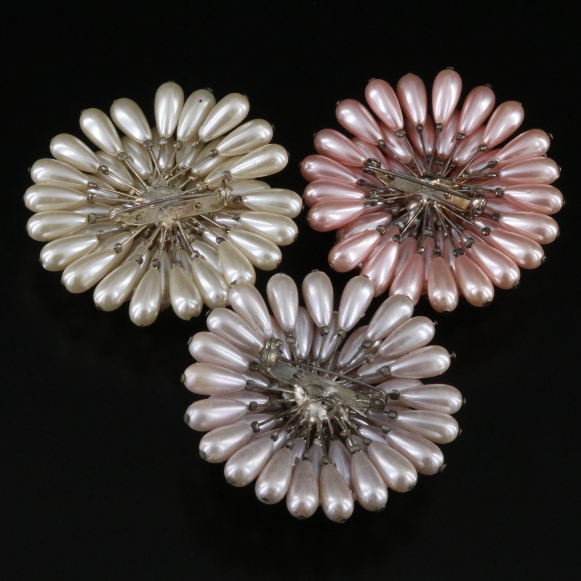 Vintage Floral Faux Pearl Brooches