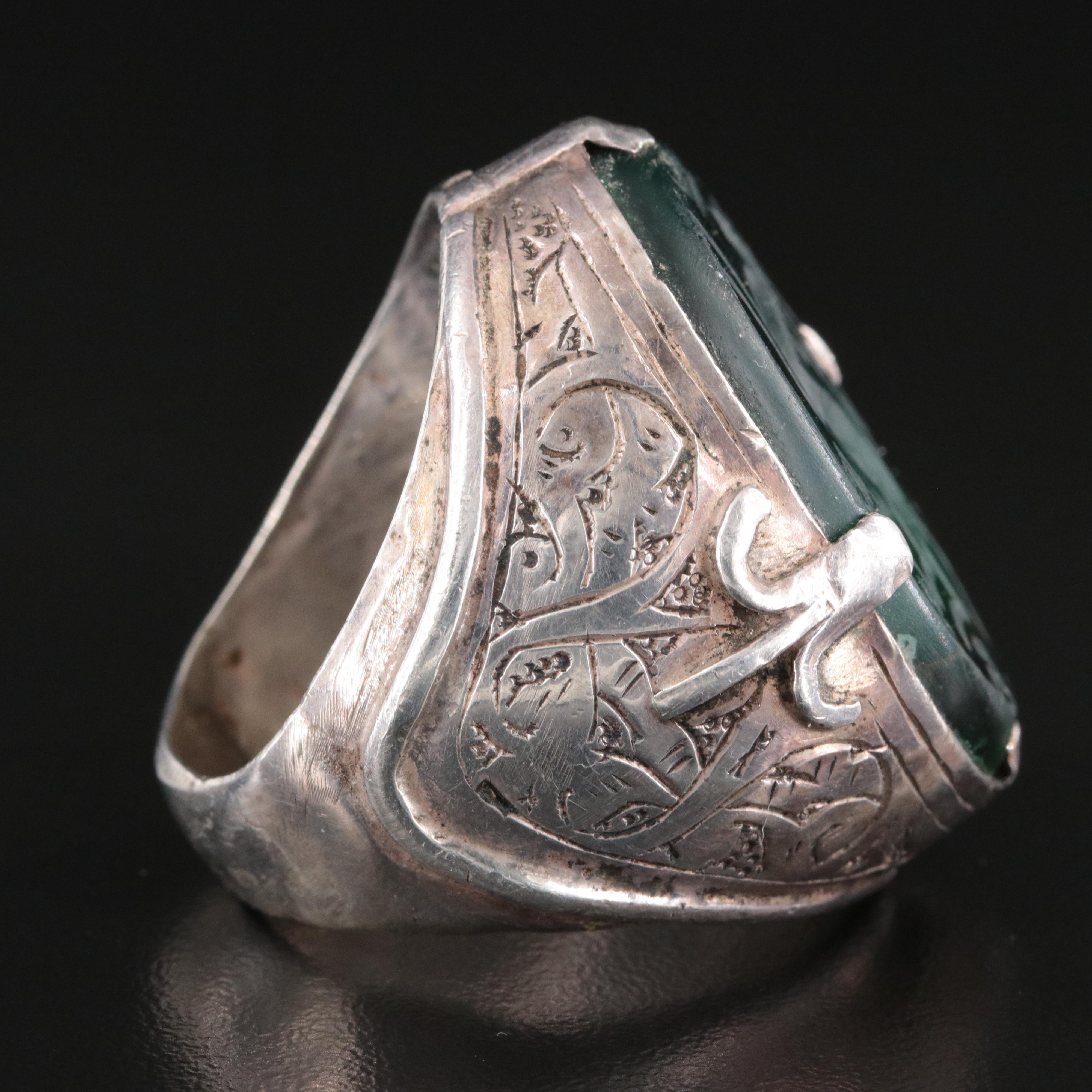 Afghan 900 Silver Intaglio Horse Ring