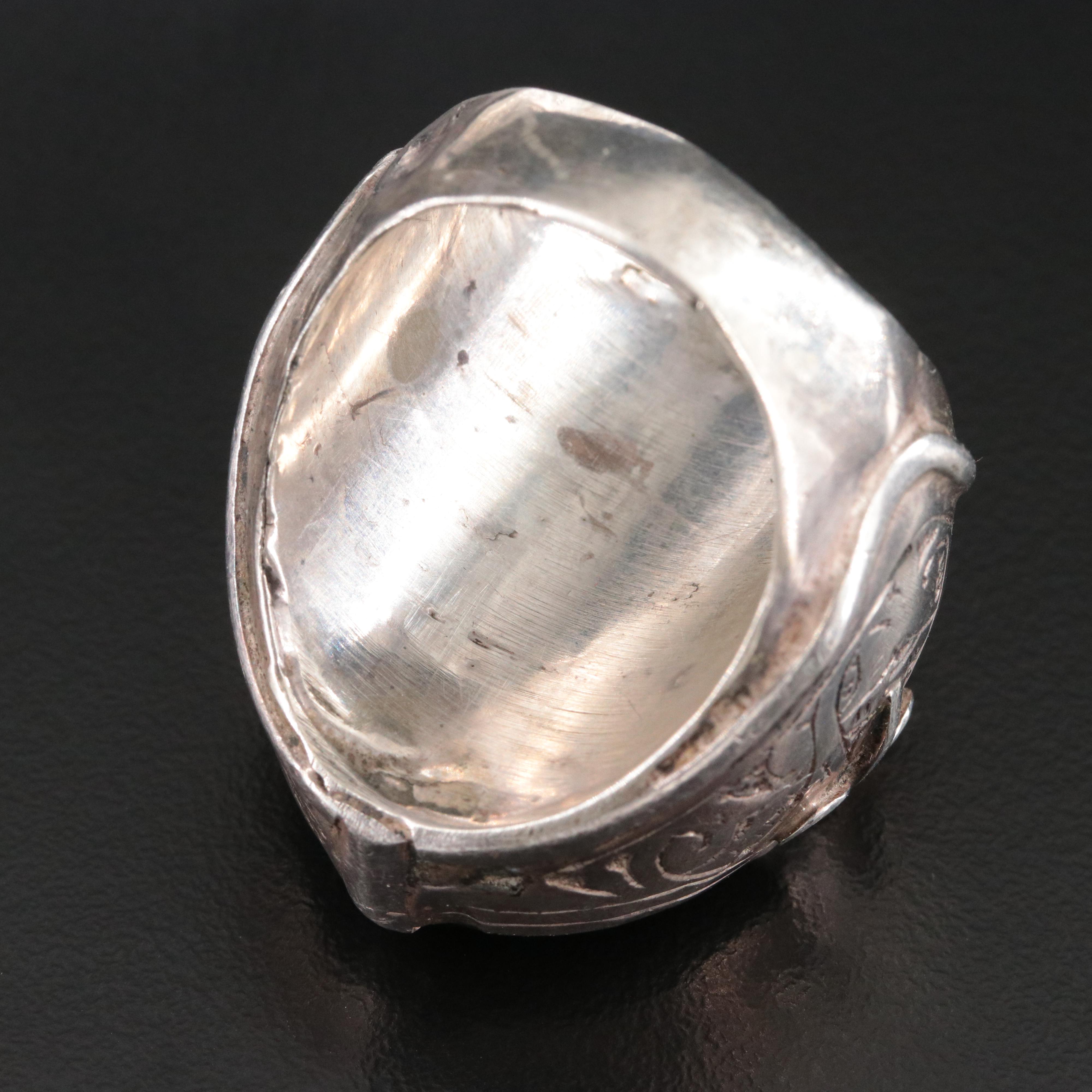 Afghan 900 Silver Intaglio Horse Ring