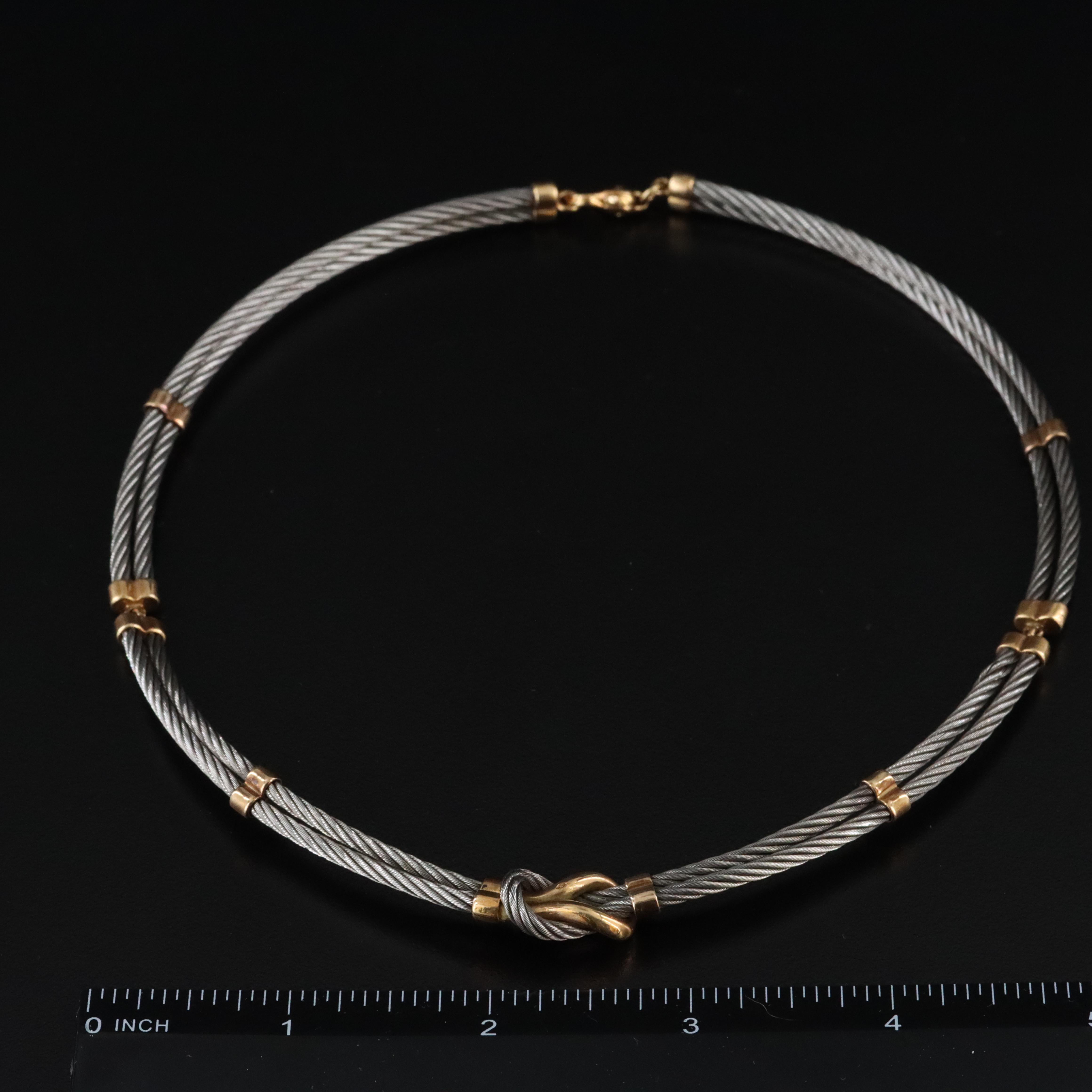 18K and Cable Knot Station Collar Necklace
