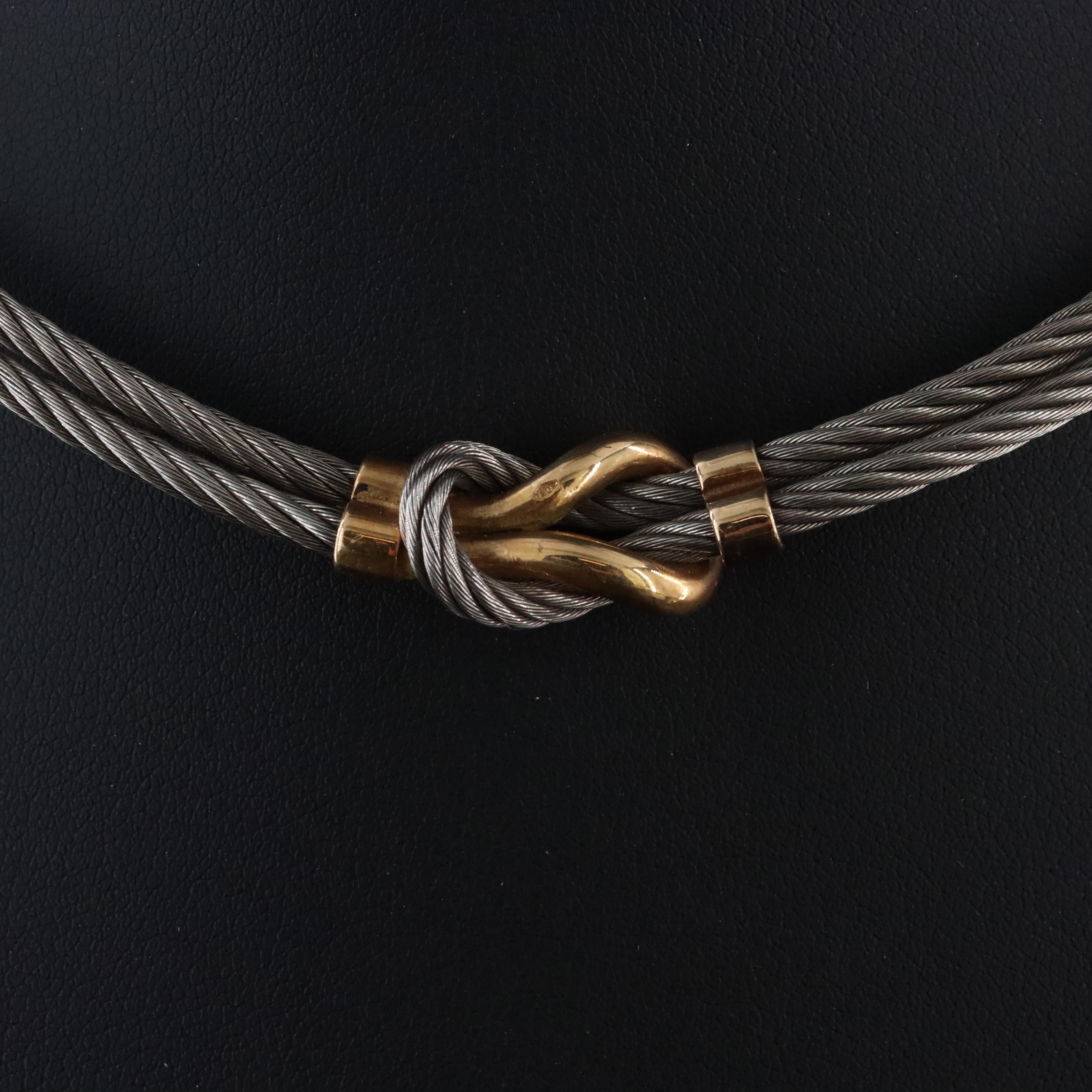 18K and Cable Knot Station Collar Necklace