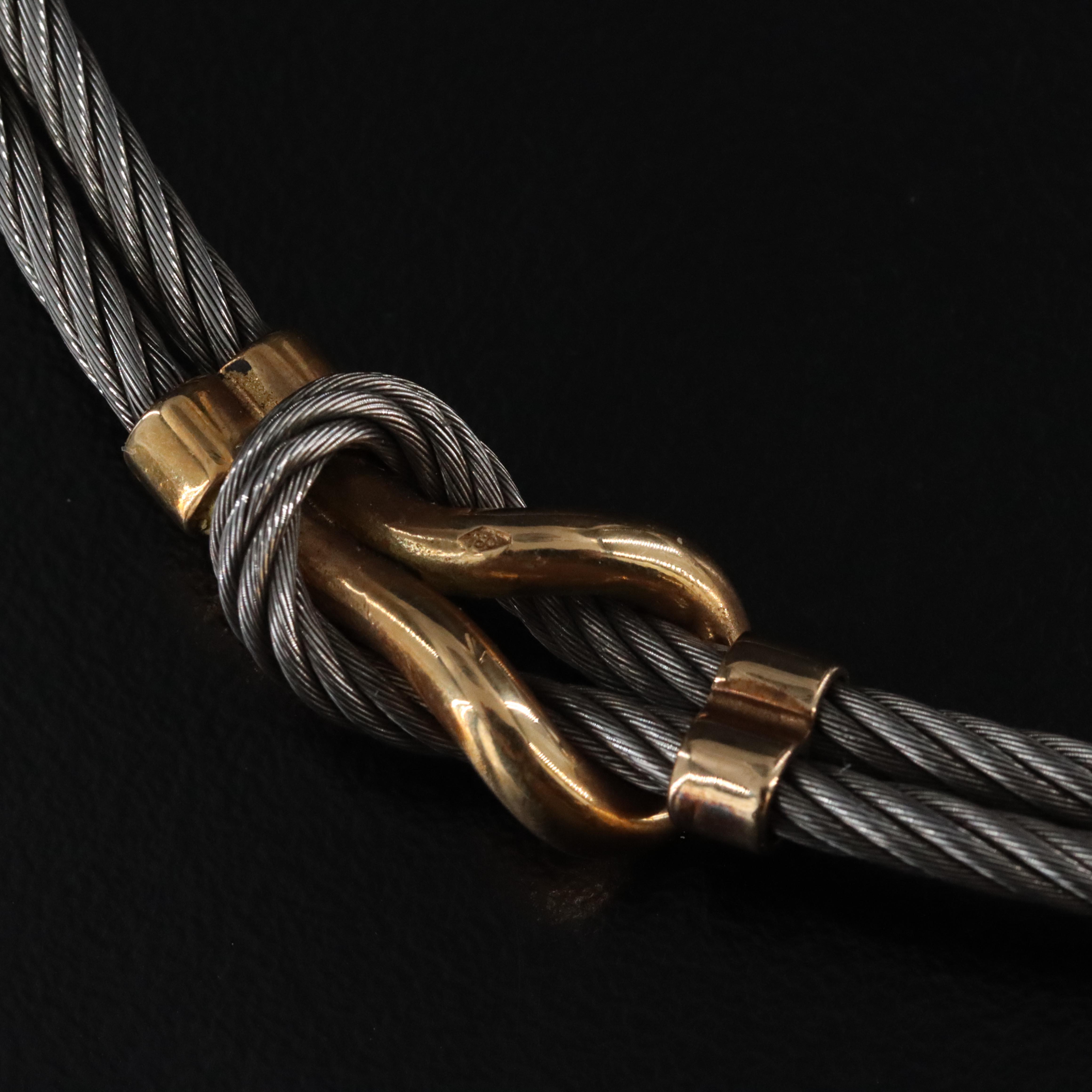 18K and Cable Knot Station Collar Necklace