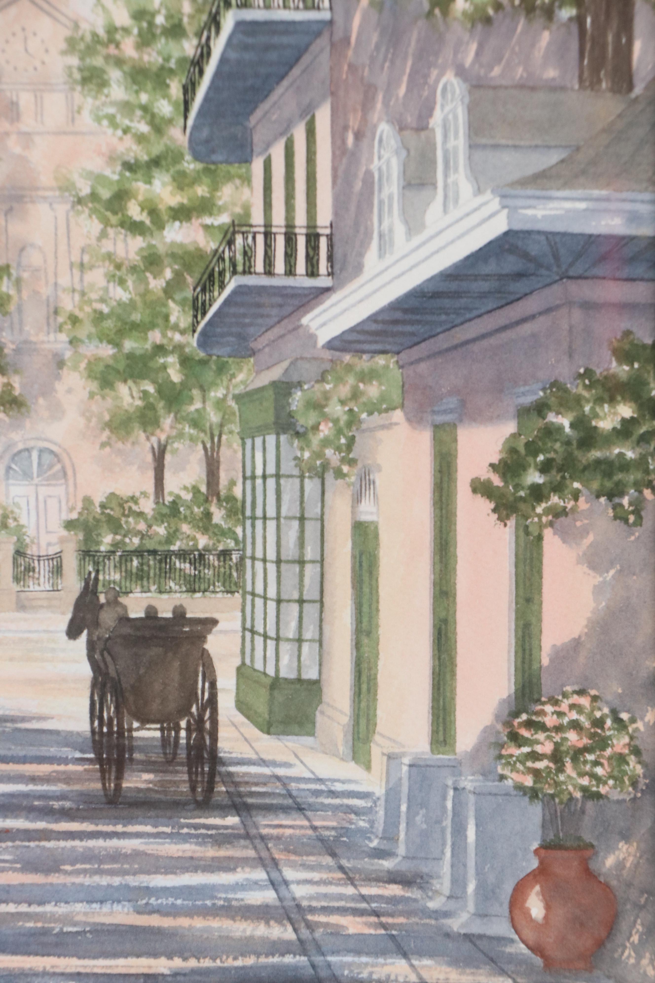 New Orleans French Quarter Street Scene Watercolor Painting