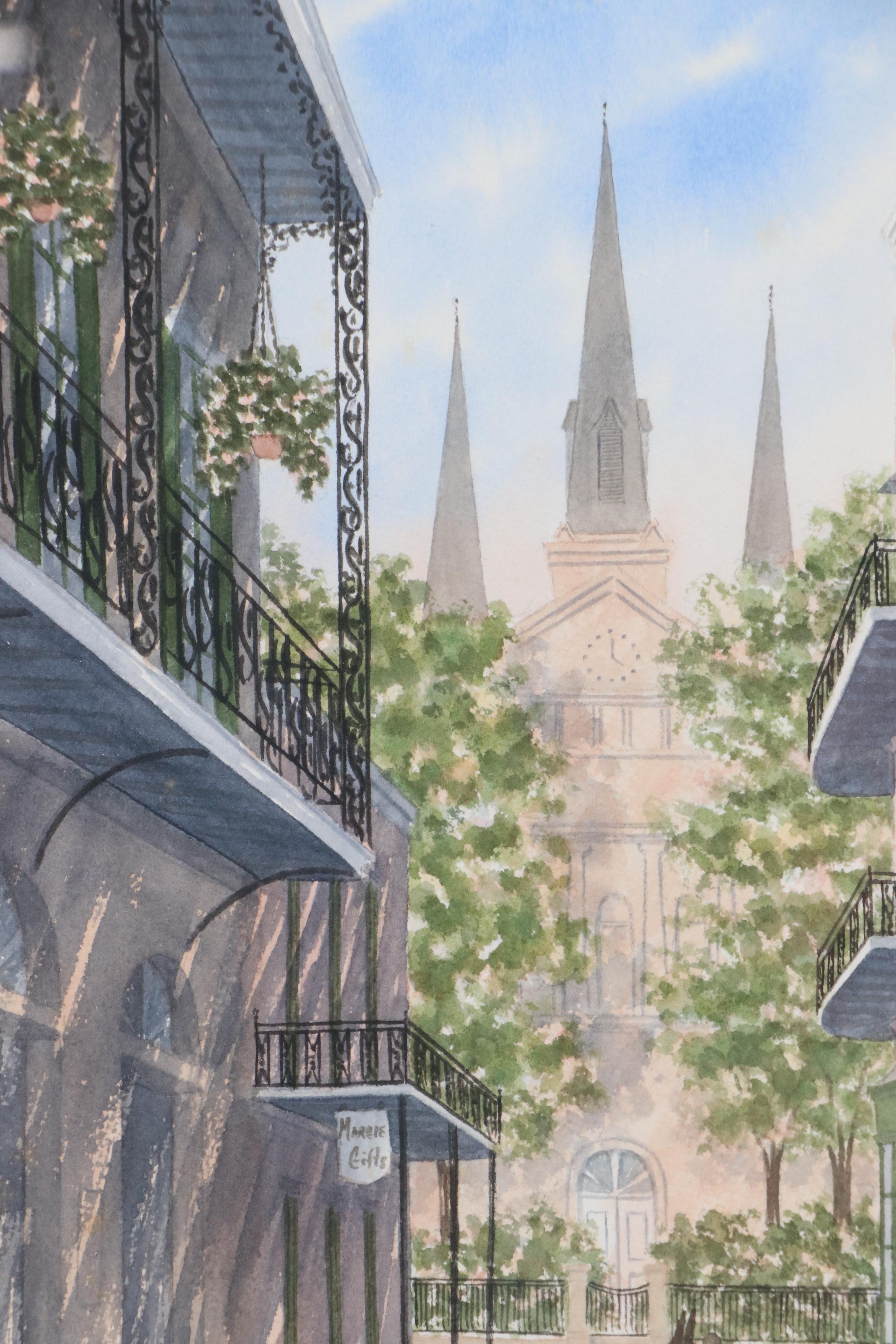 New Orleans French Quarter Street Scene Watercolor Painting
