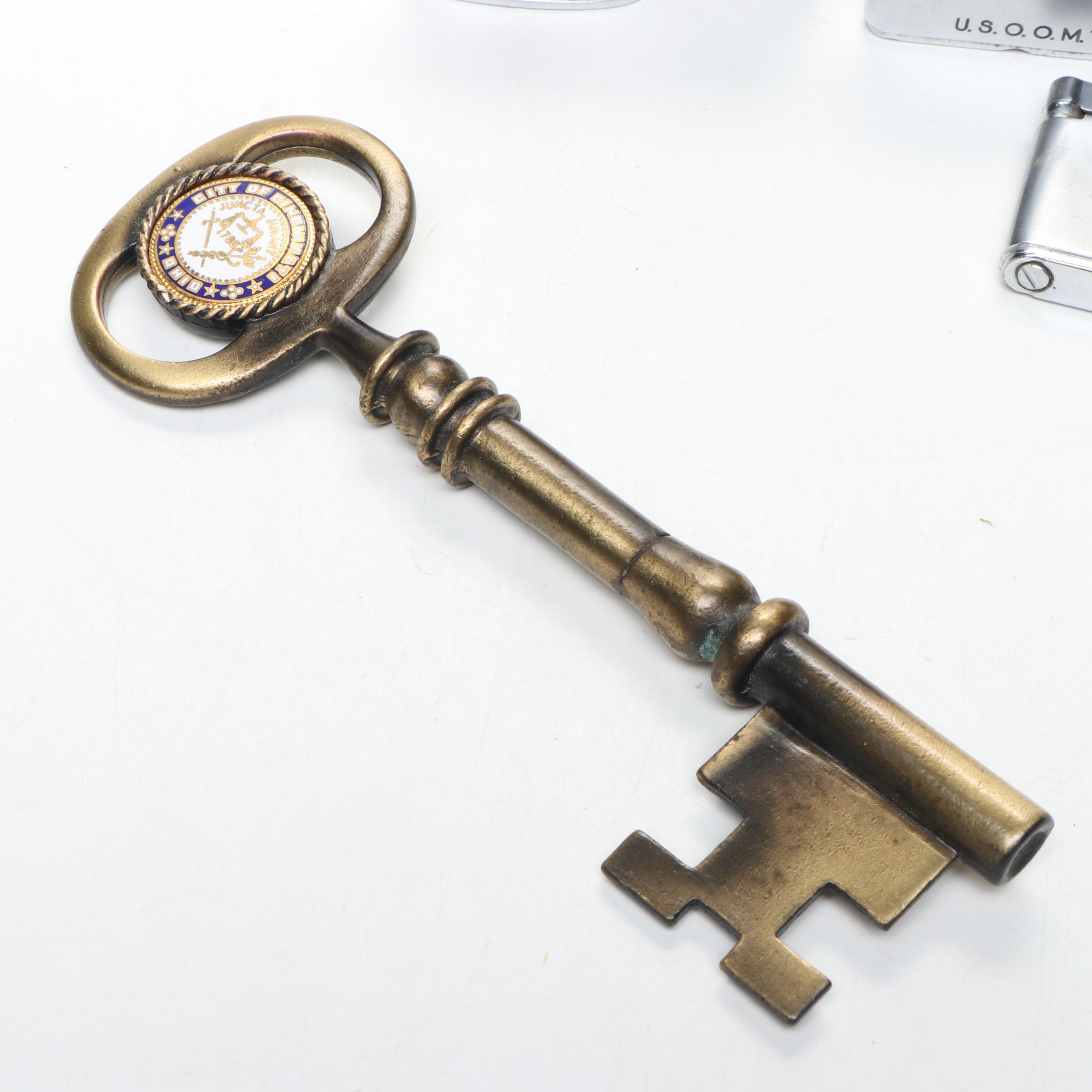 Cherrylite and Penguin Automatic Lighters with Cincinnati Key to the City