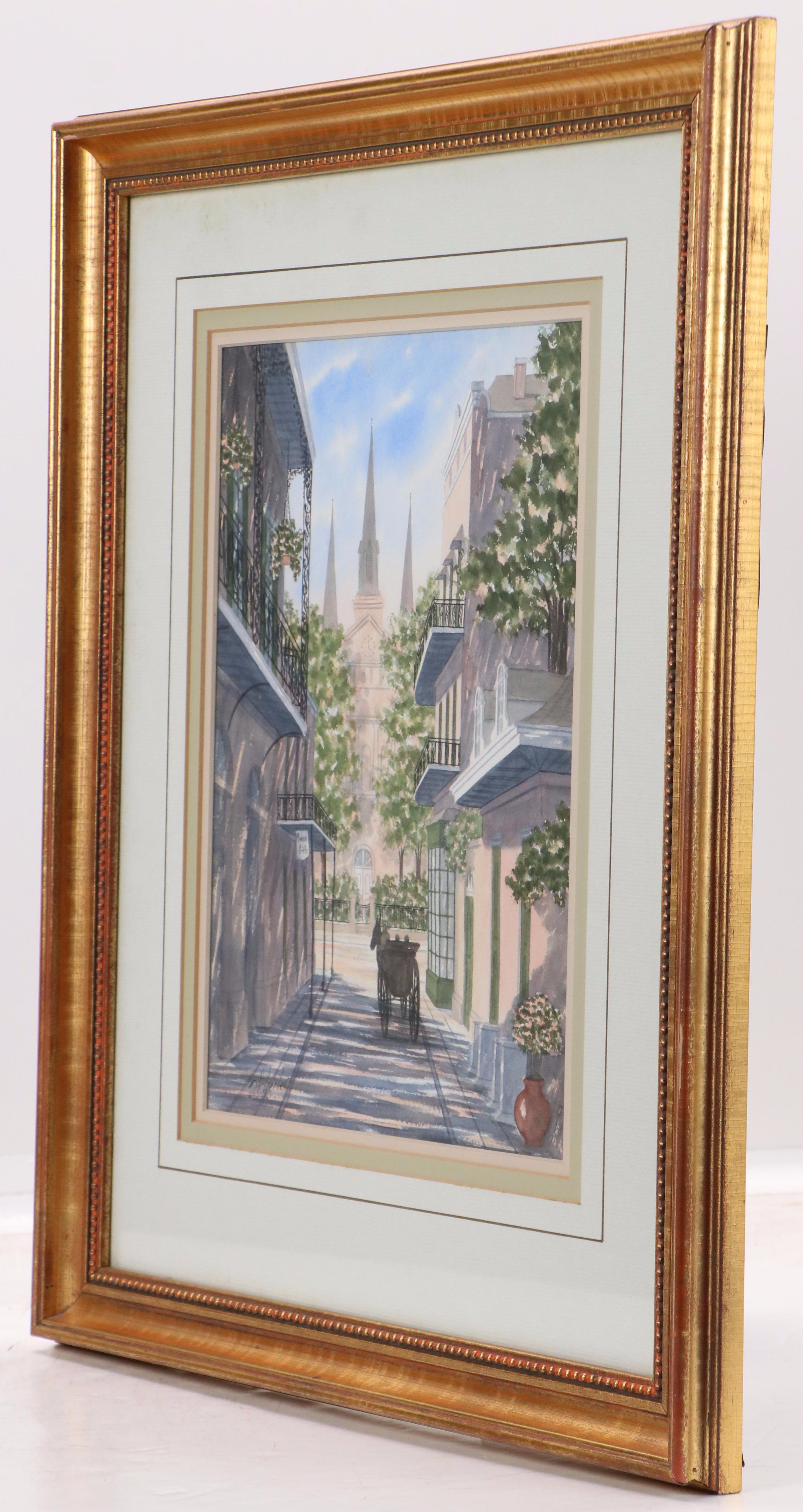 New Orleans French Quarter Street Scene Watercolor Painting