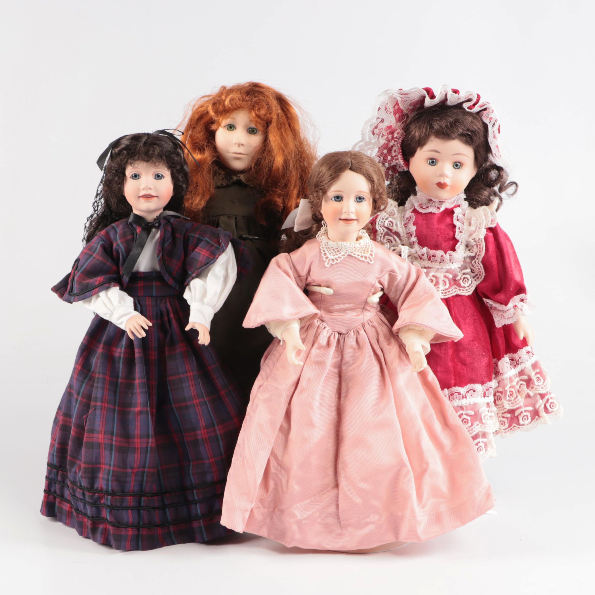 Ashton Drake "Jo" and "Meg" Little Women Dolls with Other Porcelain Dolls