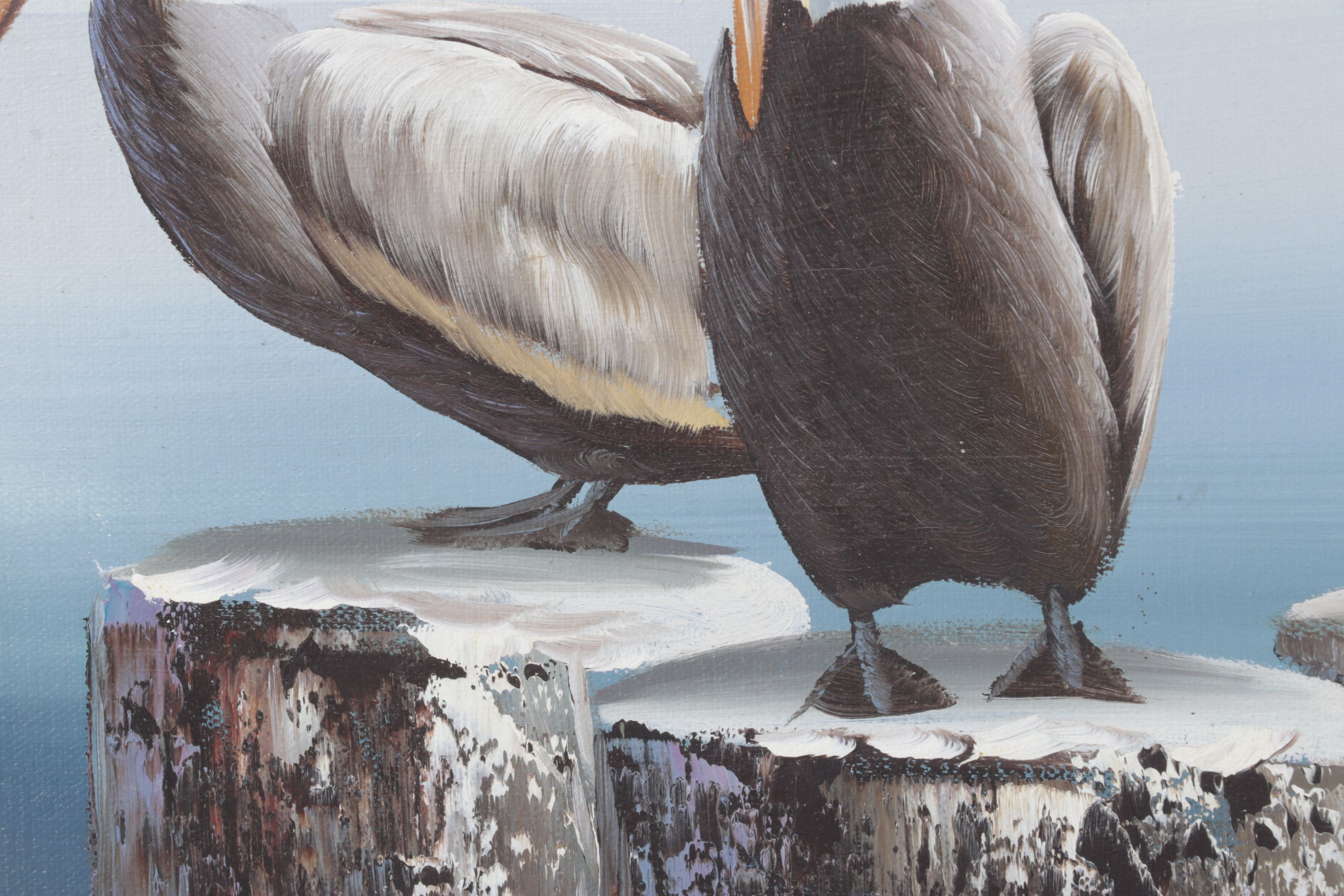 B. Grant Oil Painting After Andre Lange "Three Pelicans", 1985