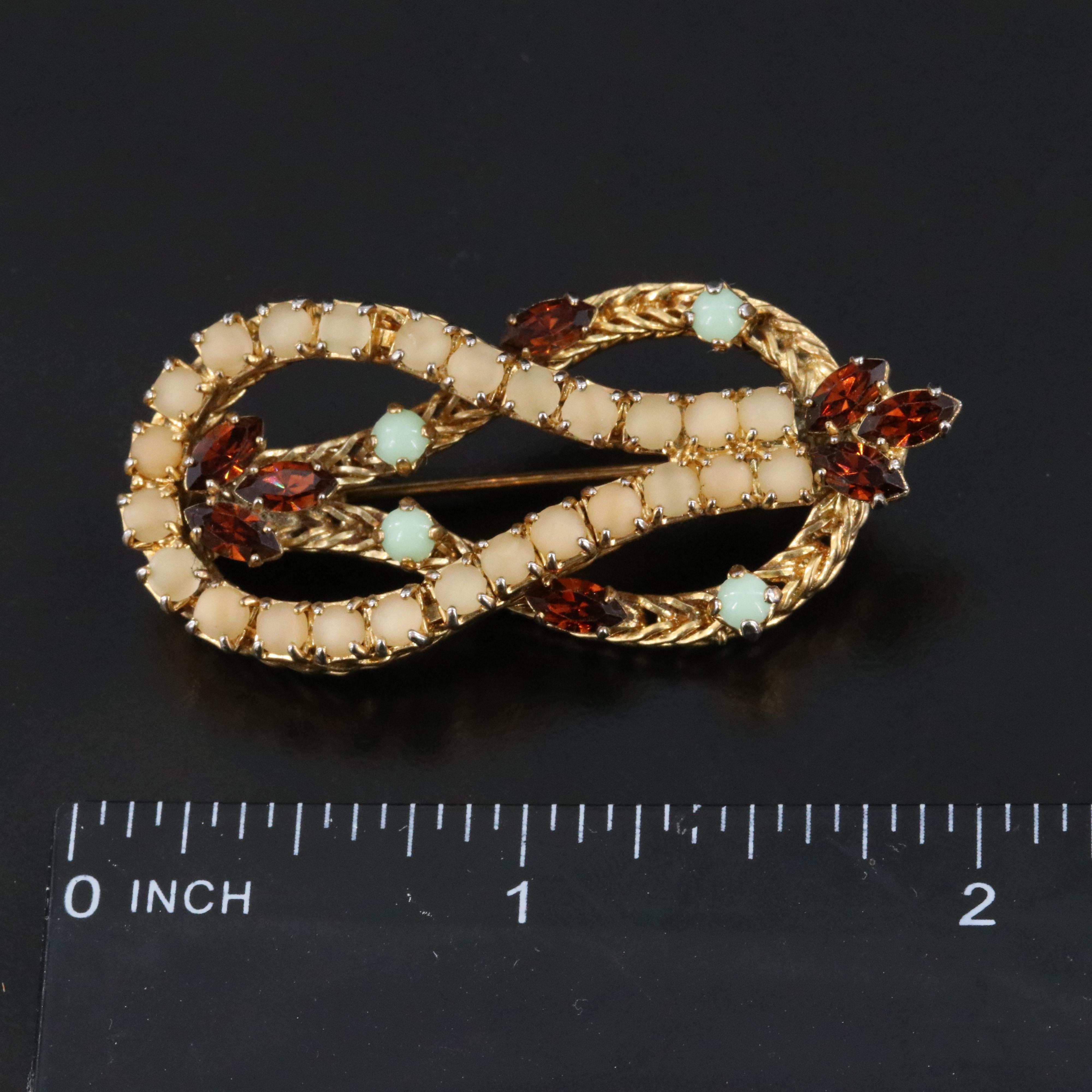 Vintage Hobé Loop Brooch with Rhinestones and Foxtail Frame