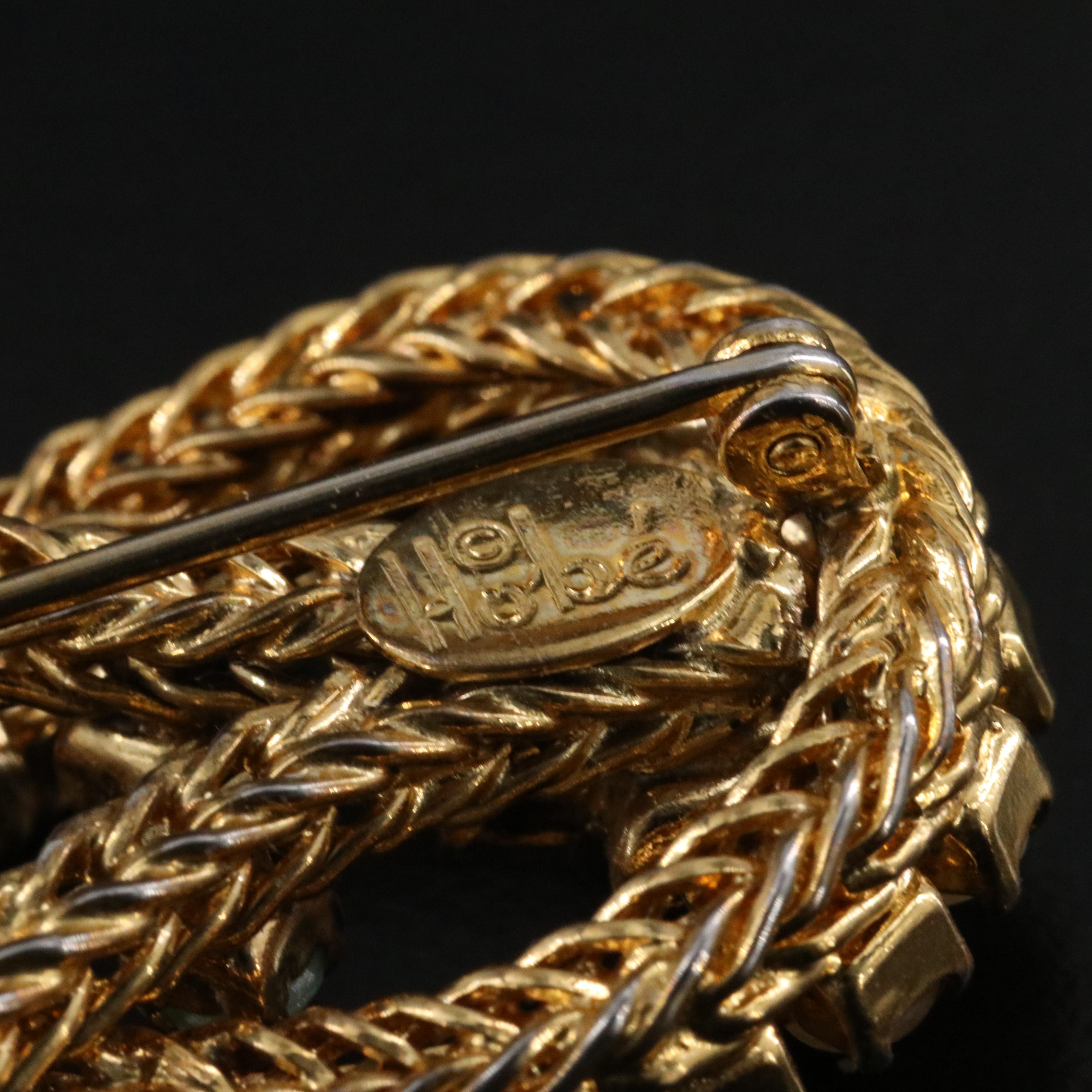 Vintage Hobé Loop Brooch with Rhinestones and Foxtail Frame