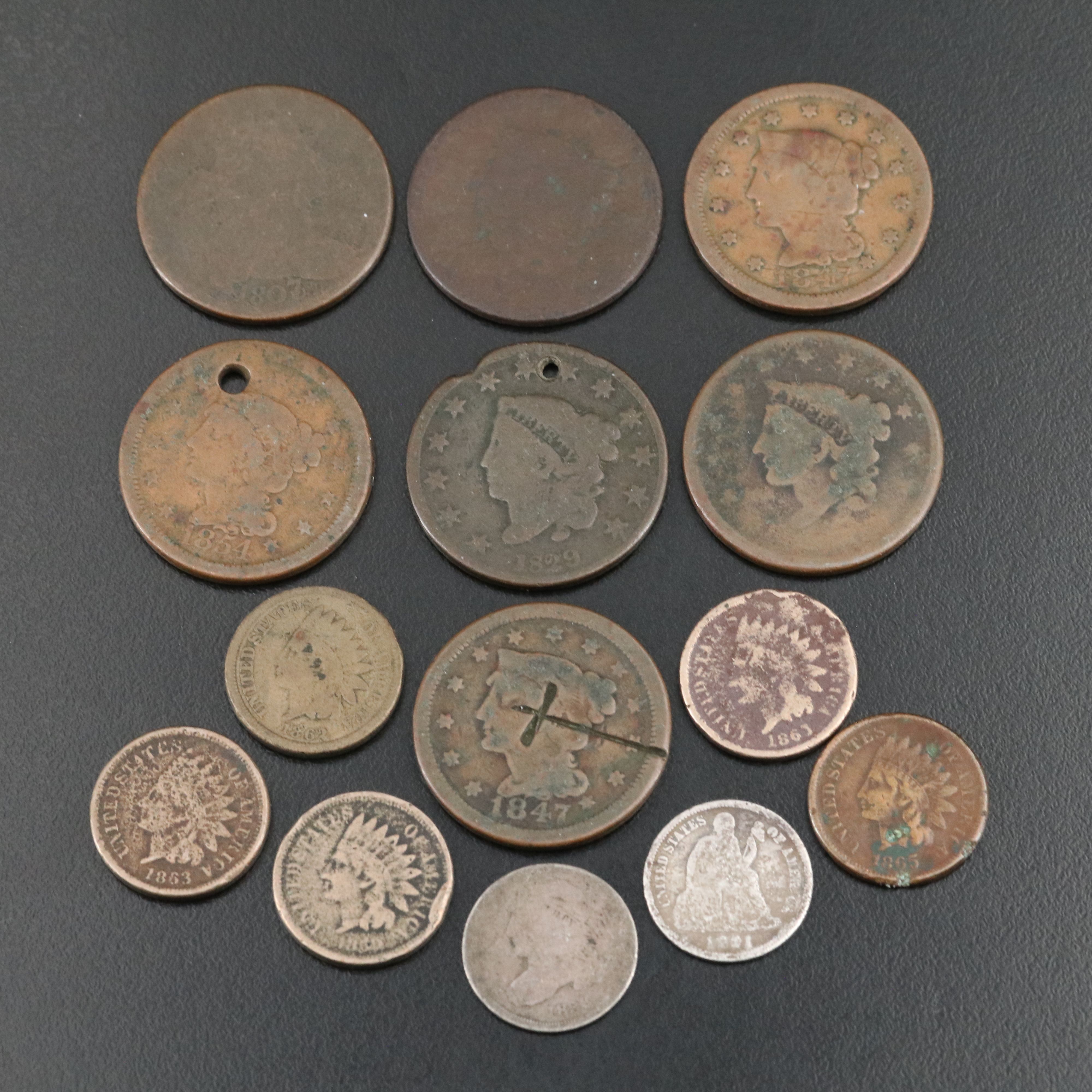 Collection of Fourteen U.S. Type Coins with Problems