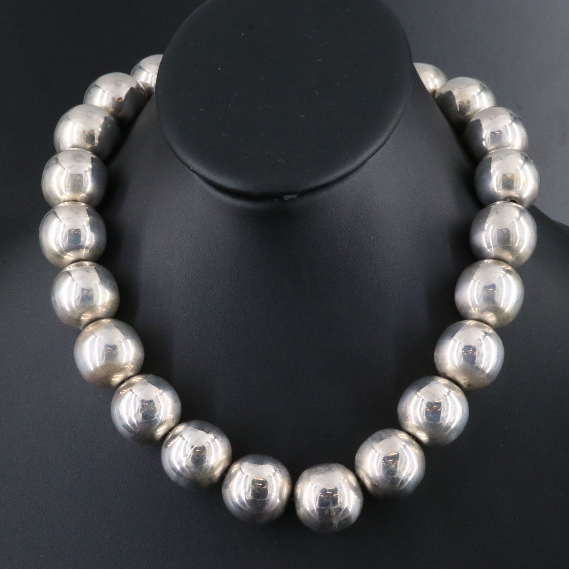 Mexican Sterling Large Bead Necklace