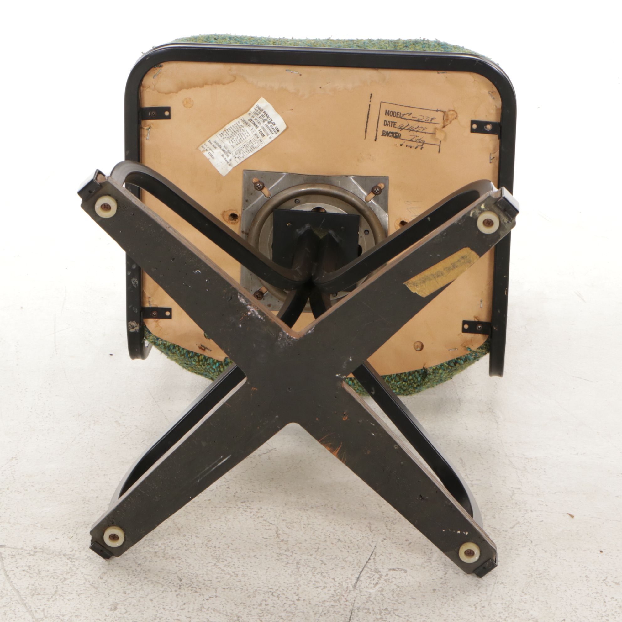 Metal Swivel Dining Chair with Upholstered Seat, Wood Back Panels and Wood Base