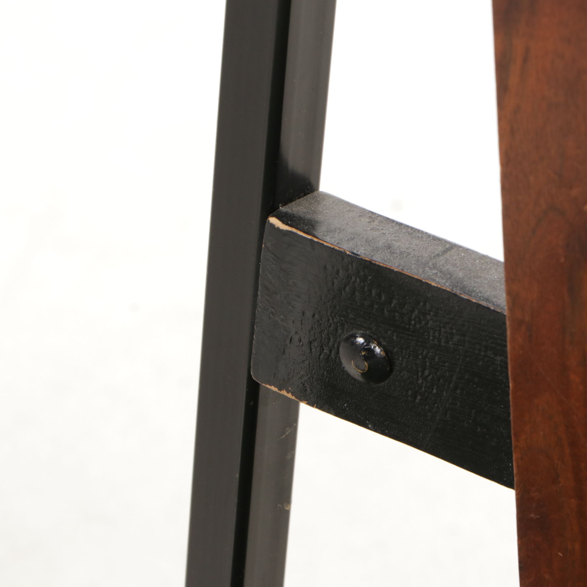 Metal Swivel Dining Chair with Upholstered Seat, Wood Back Panels and Wood Base