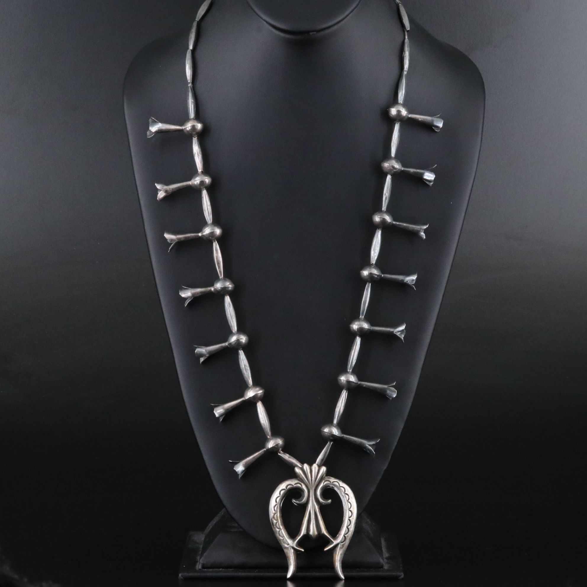 Southwestern Sterling Squash Blossom Necklace