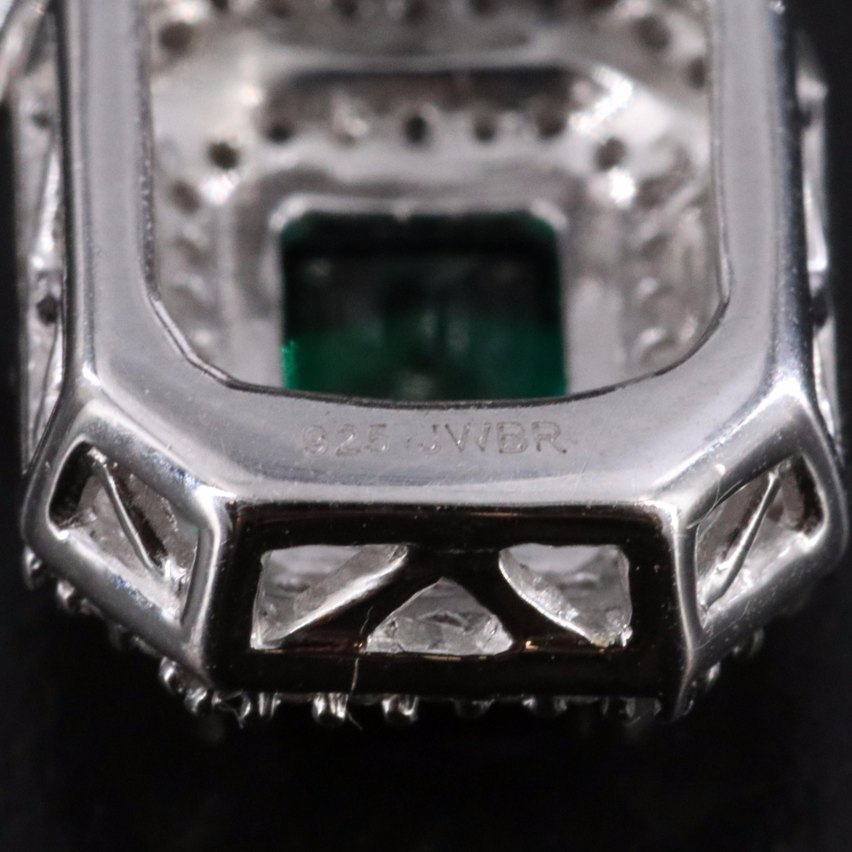 Sterling Emerald and White Sapphire Earrings