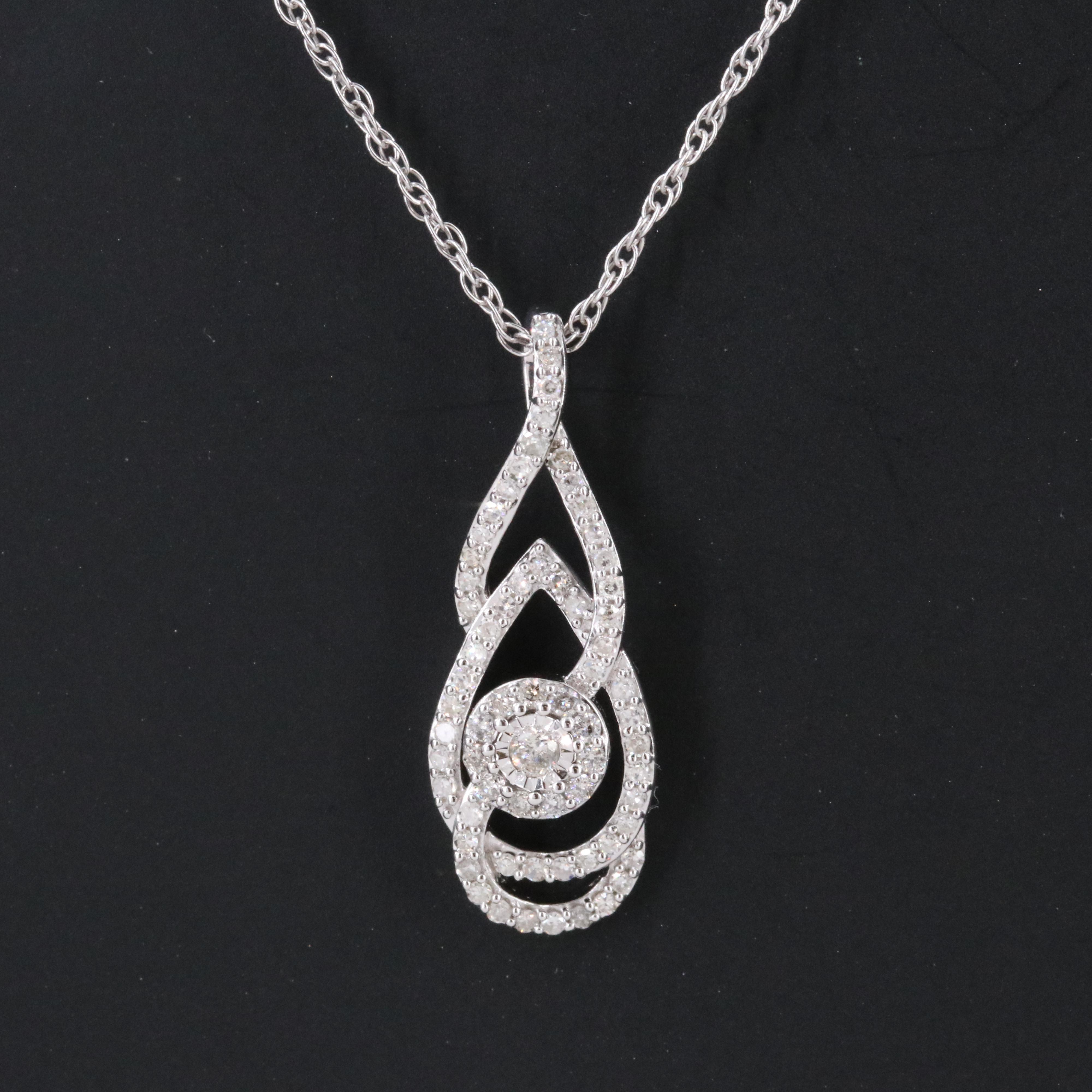 Sterling Diamond Pendant Necklace