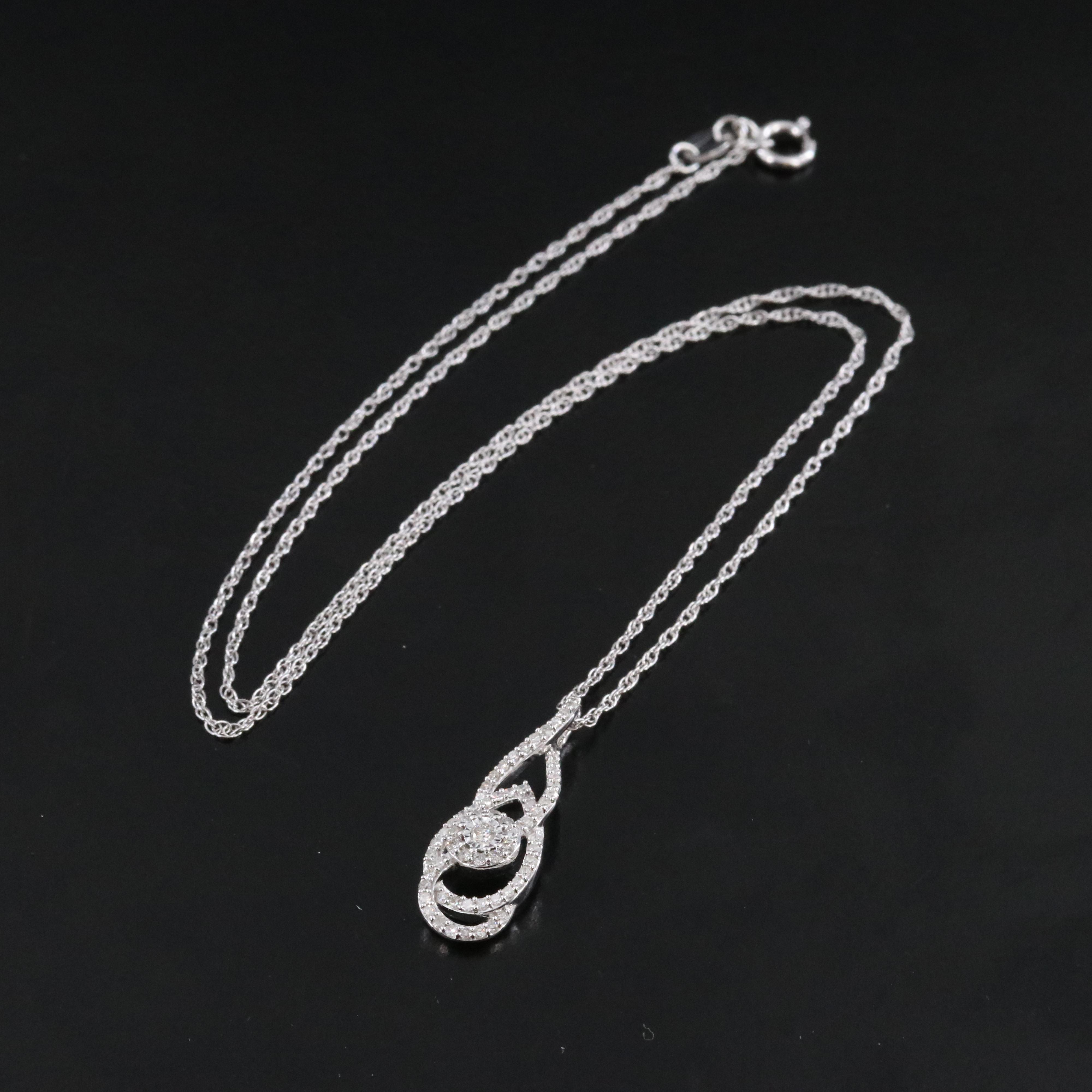 Sterling Diamond Pendant Necklace