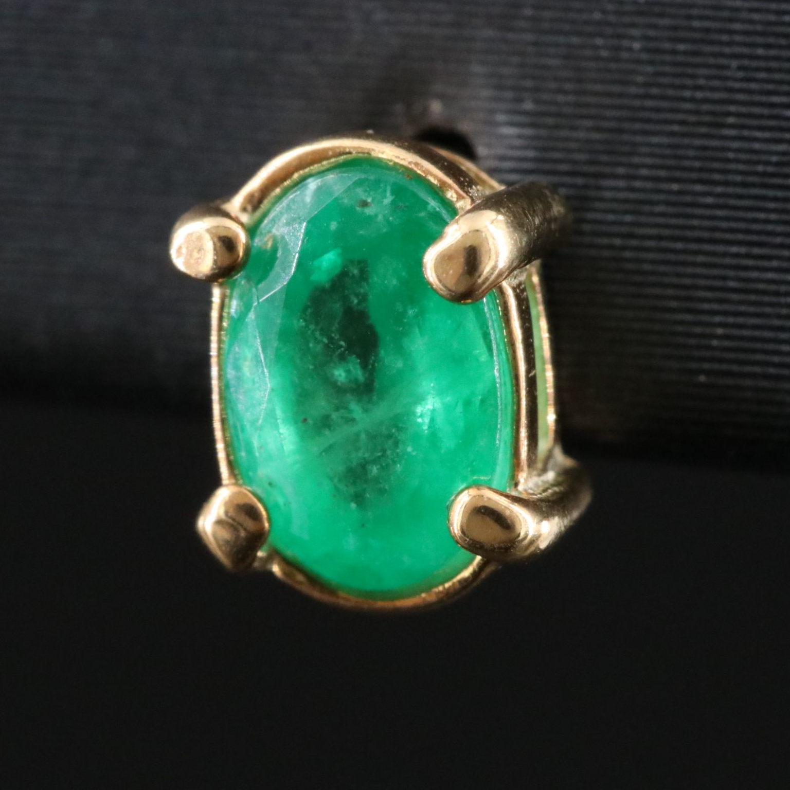 Sterling Emerald Solitaire Stud Earrings