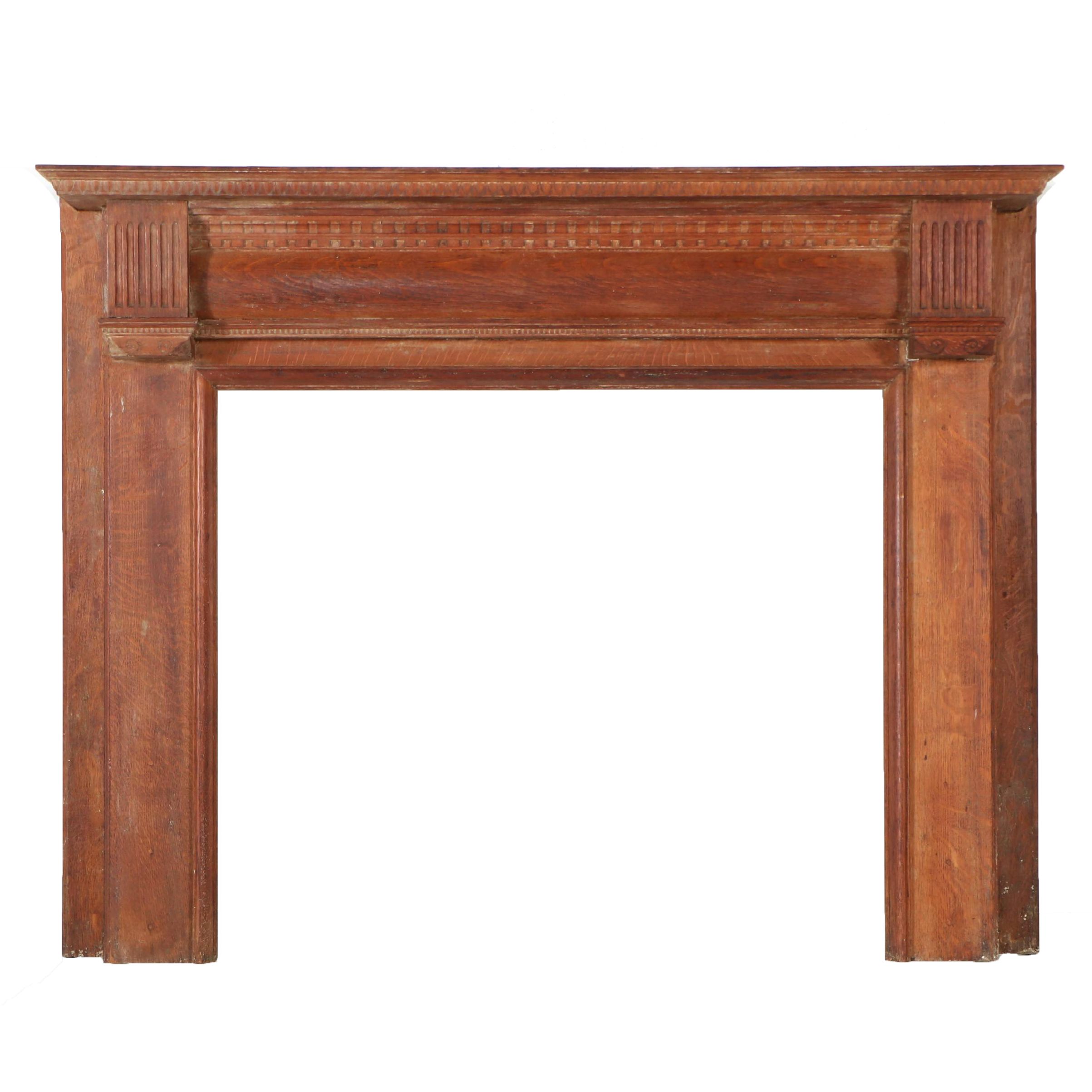 Architectural Salvage Greek Revival Style Wooden Mantel Surround