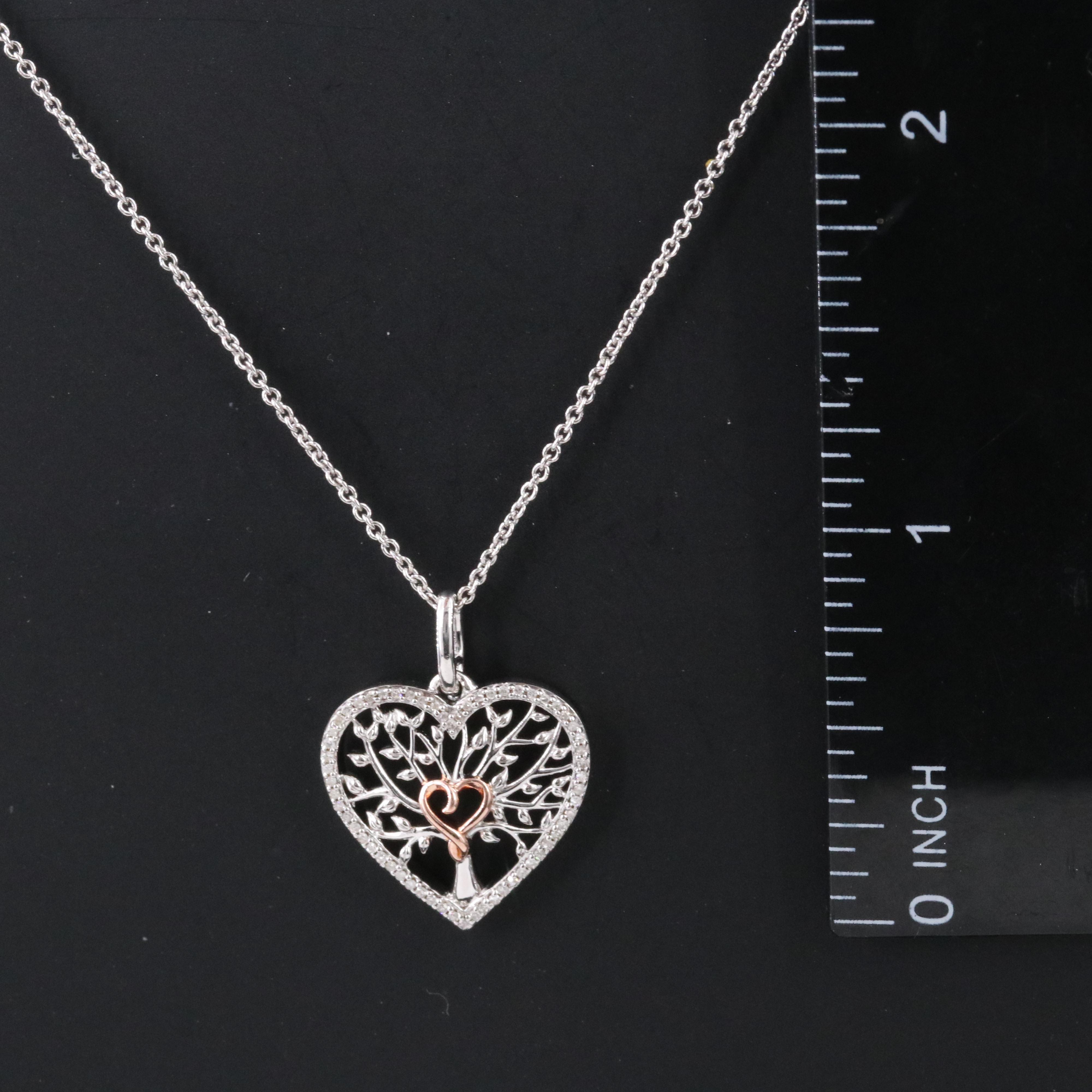 Hallmark Sterling Diamond Tree of Life Heart Pendant Necklace