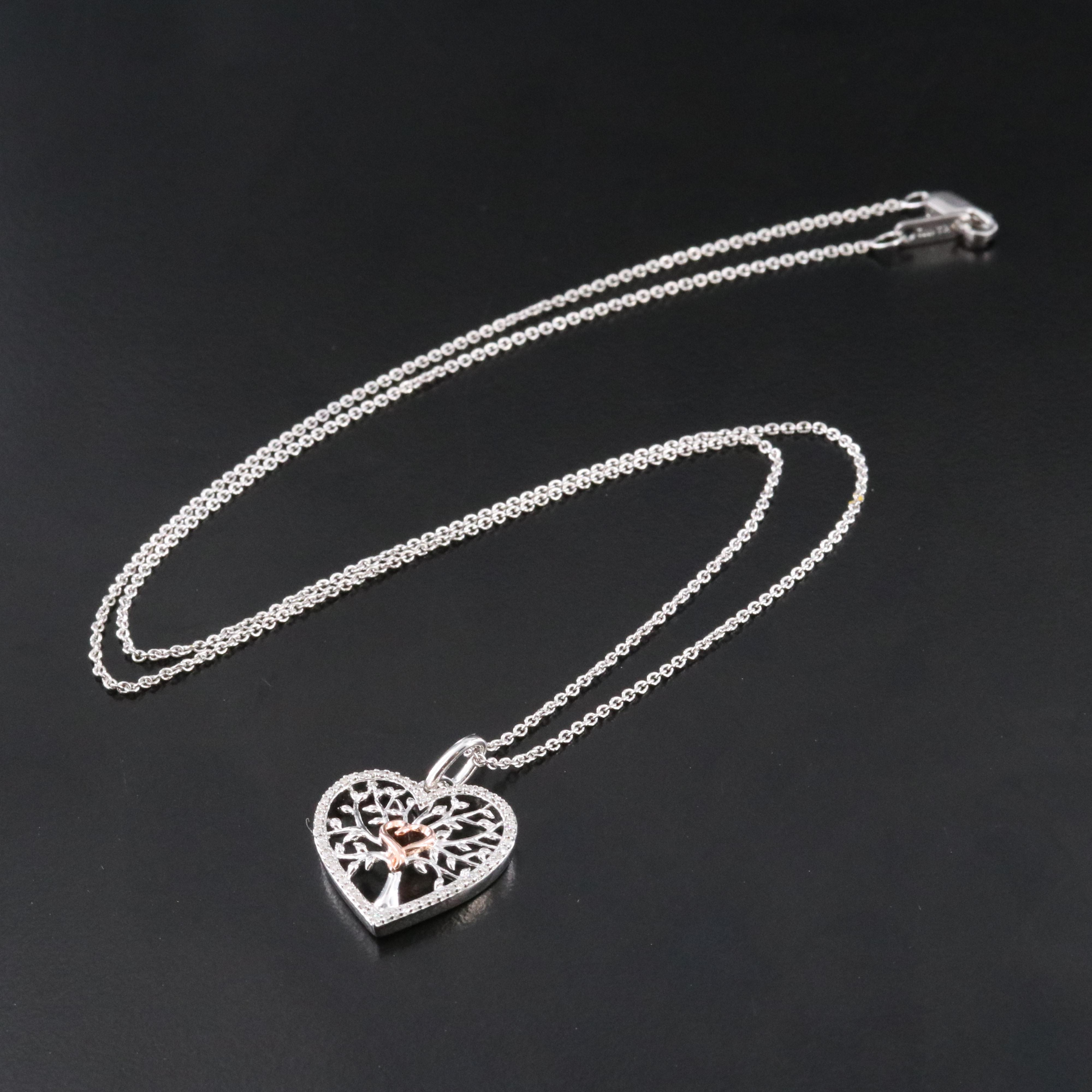 Hallmark Sterling Diamond Tree of Life Heart Pendant Necklace