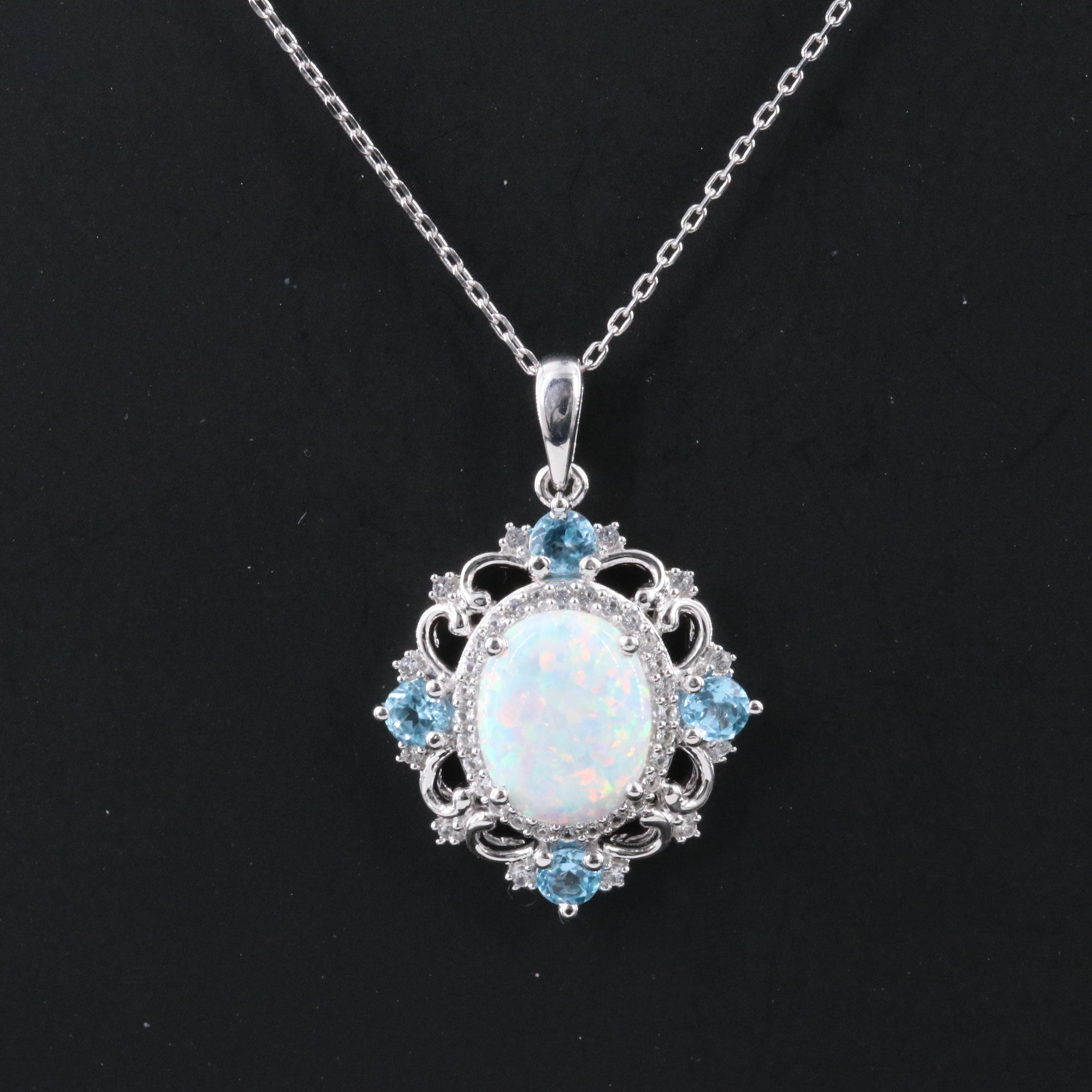 Sterling Gemstone Pendant Necklace