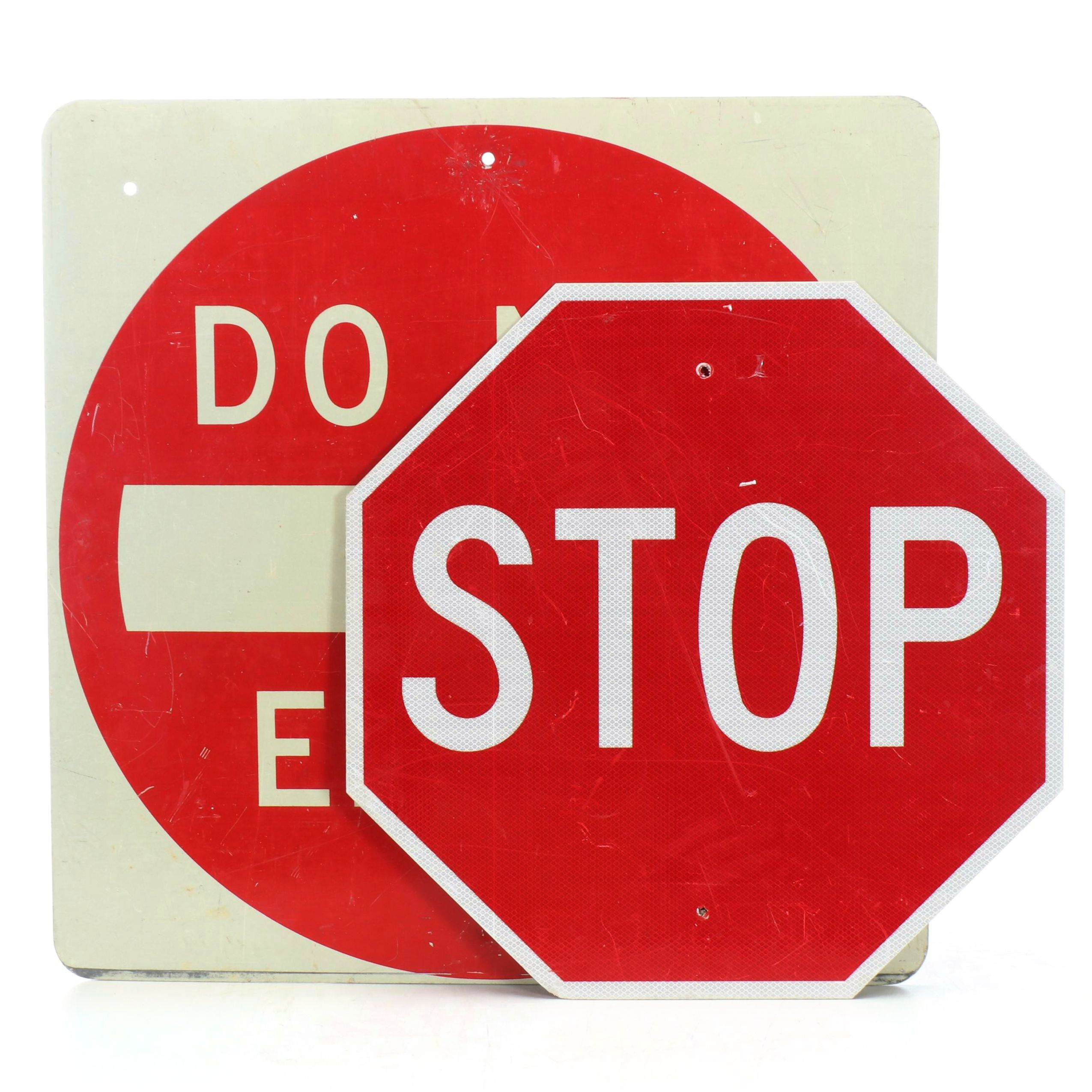 Stop and Do Not Stop Metal Enamel Road Signs