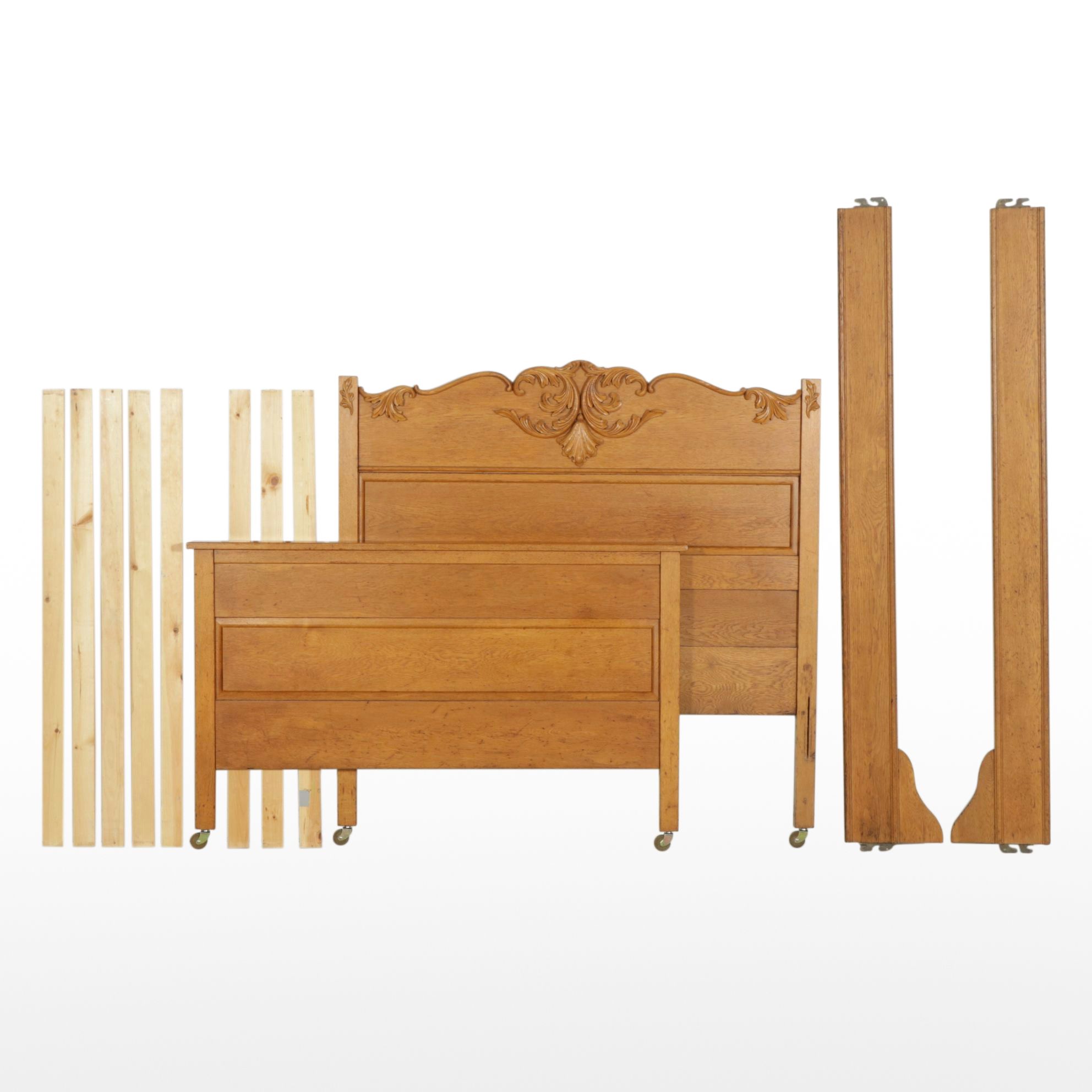 Oak Full-Size Bed Frame, Early 20th Century