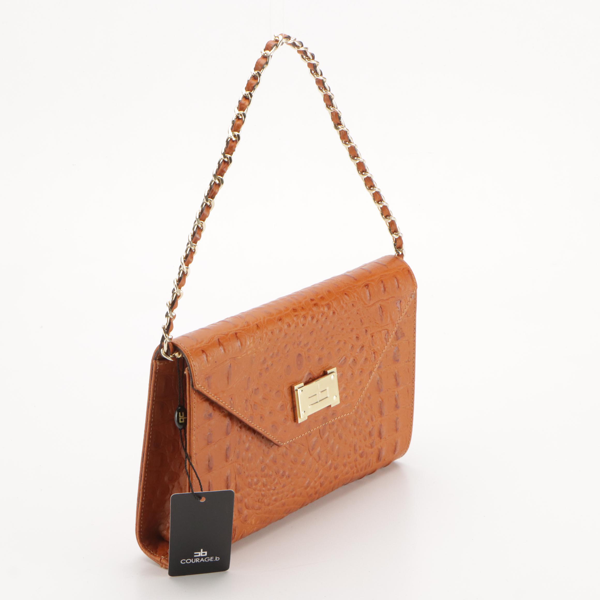 Courage.b Iconic Convertible Clutch in Croc Embossed Leather