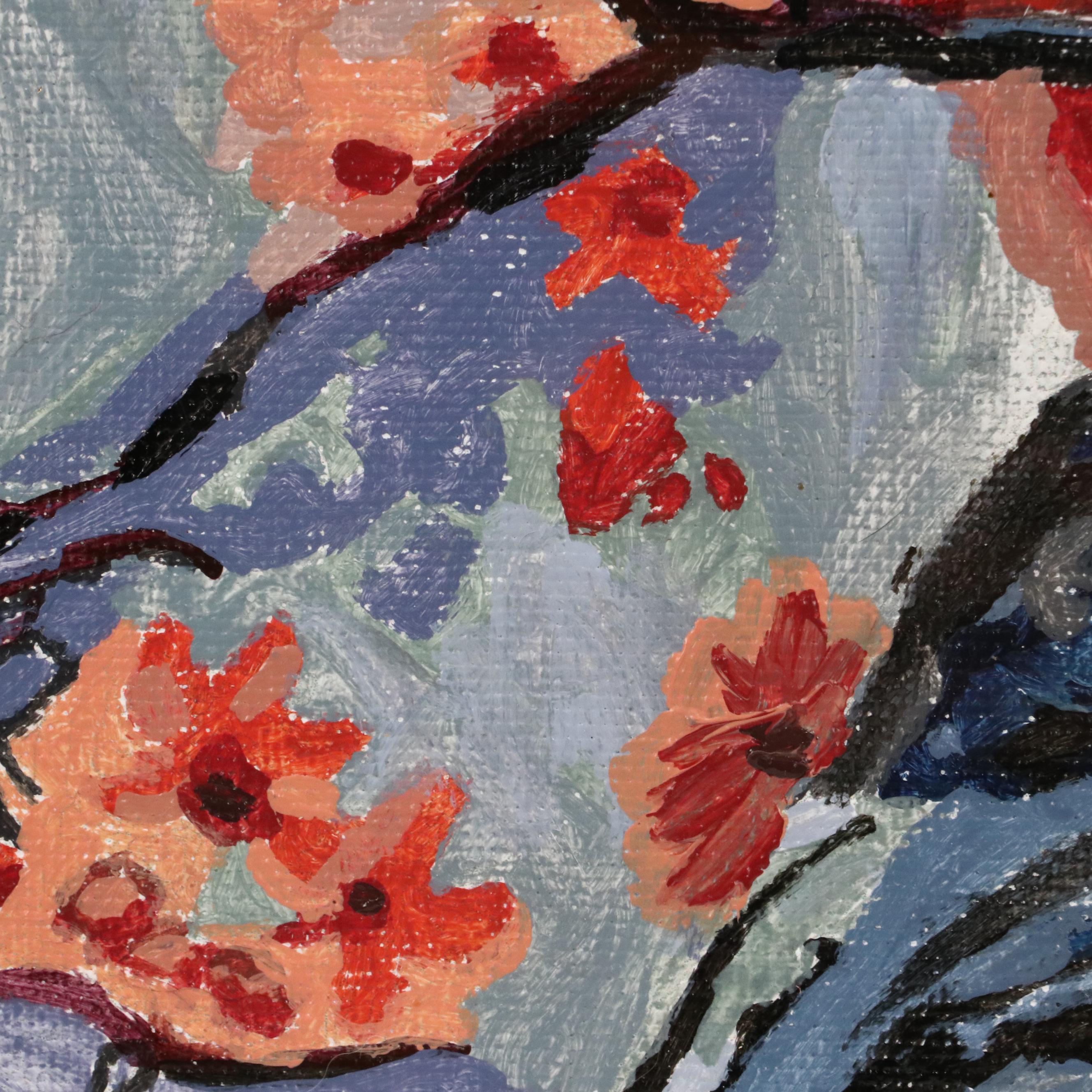 Brittony Martin Acrylic Painting "Raven in the Peach Flowers," 2025