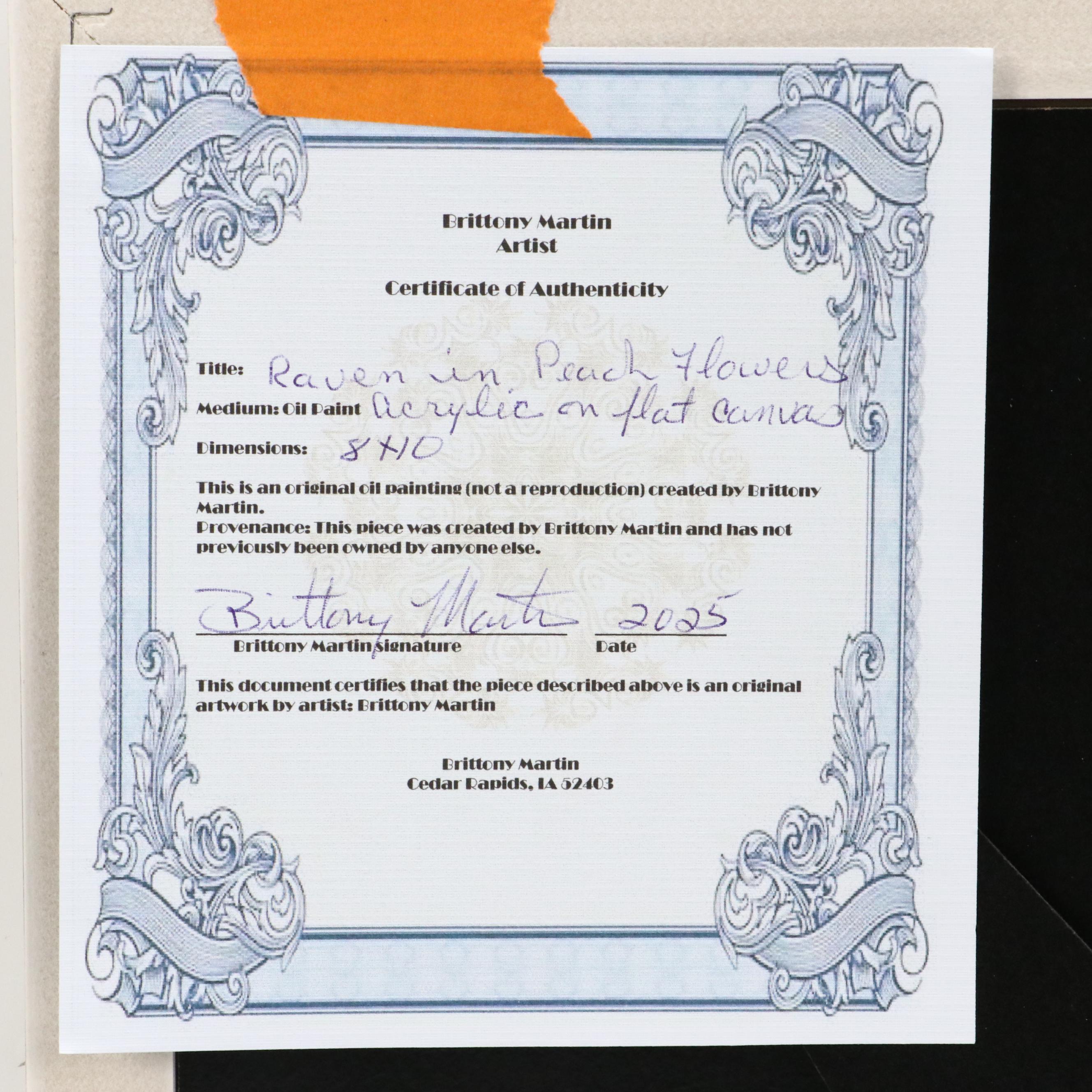 Brittony Martin Acrylic Painting "Raven in the Peach Flowers," 2025