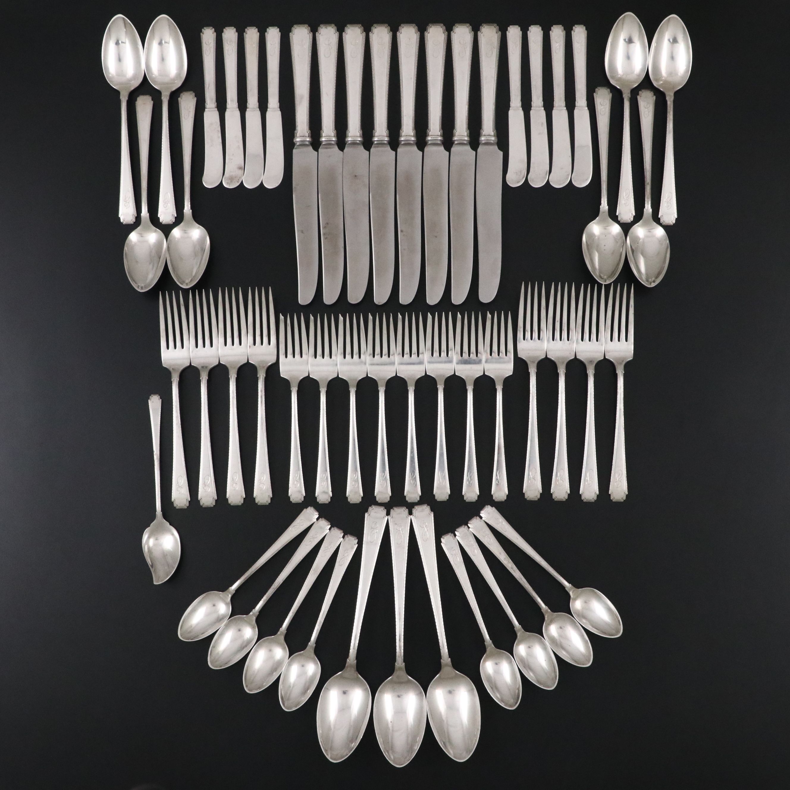Wallace Art Deco Style "Rhythm" Sterling Silver Flatware, 1929–1965
