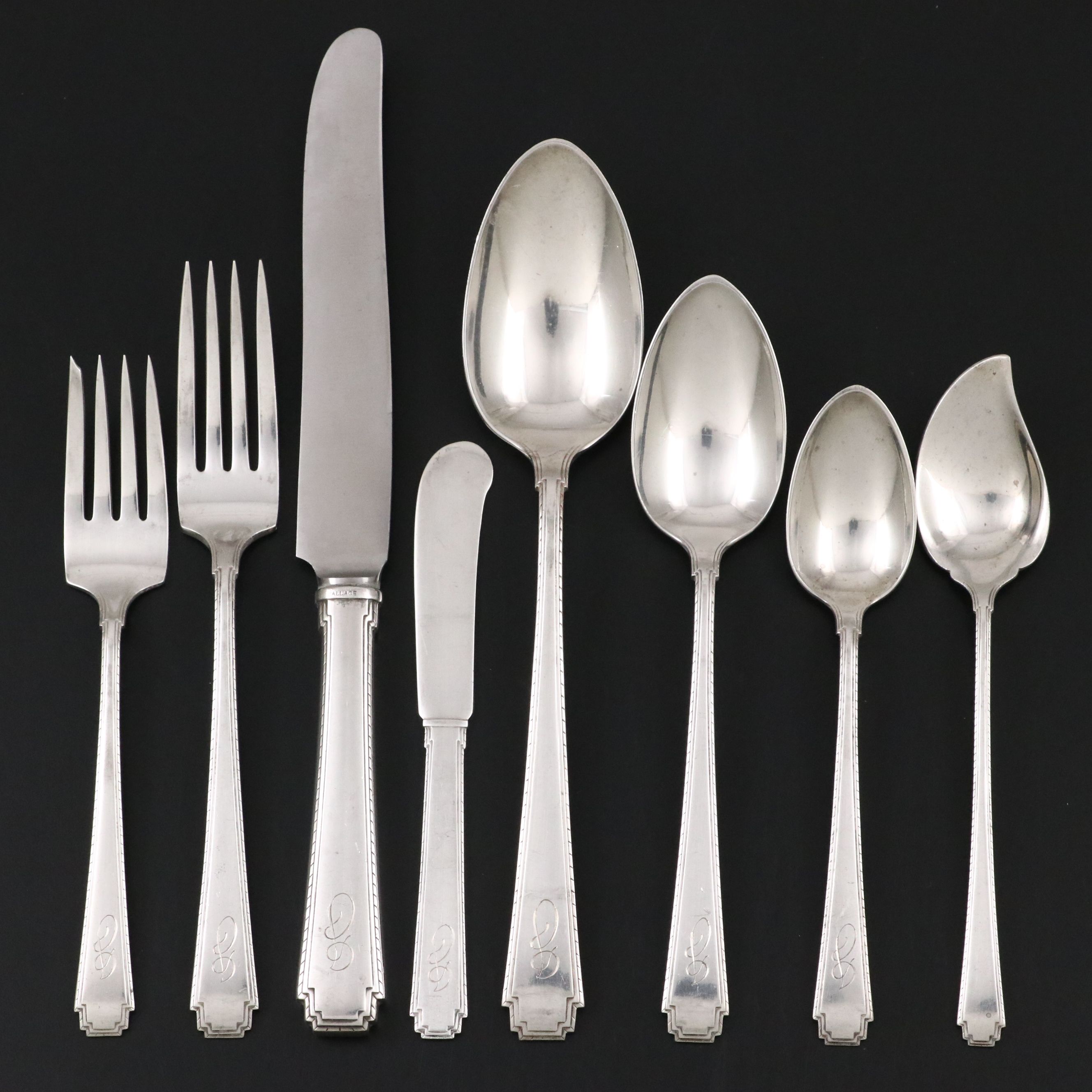 Wallace Art Deco Style "Rhythm" Sterling Silver Flatware, 1929–1965