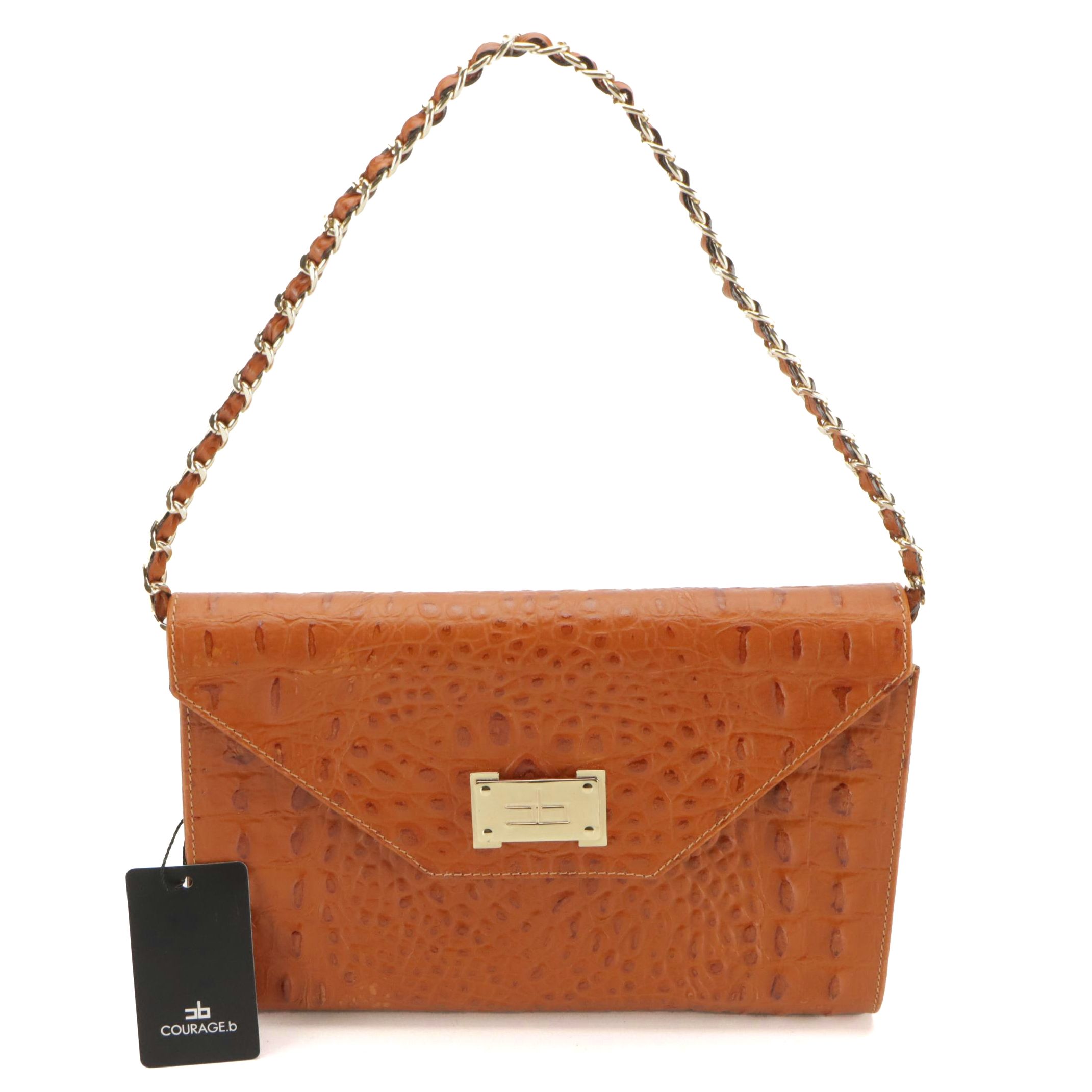 Courage.b Iconic Convertible Clutch in Croc Embossed Leather