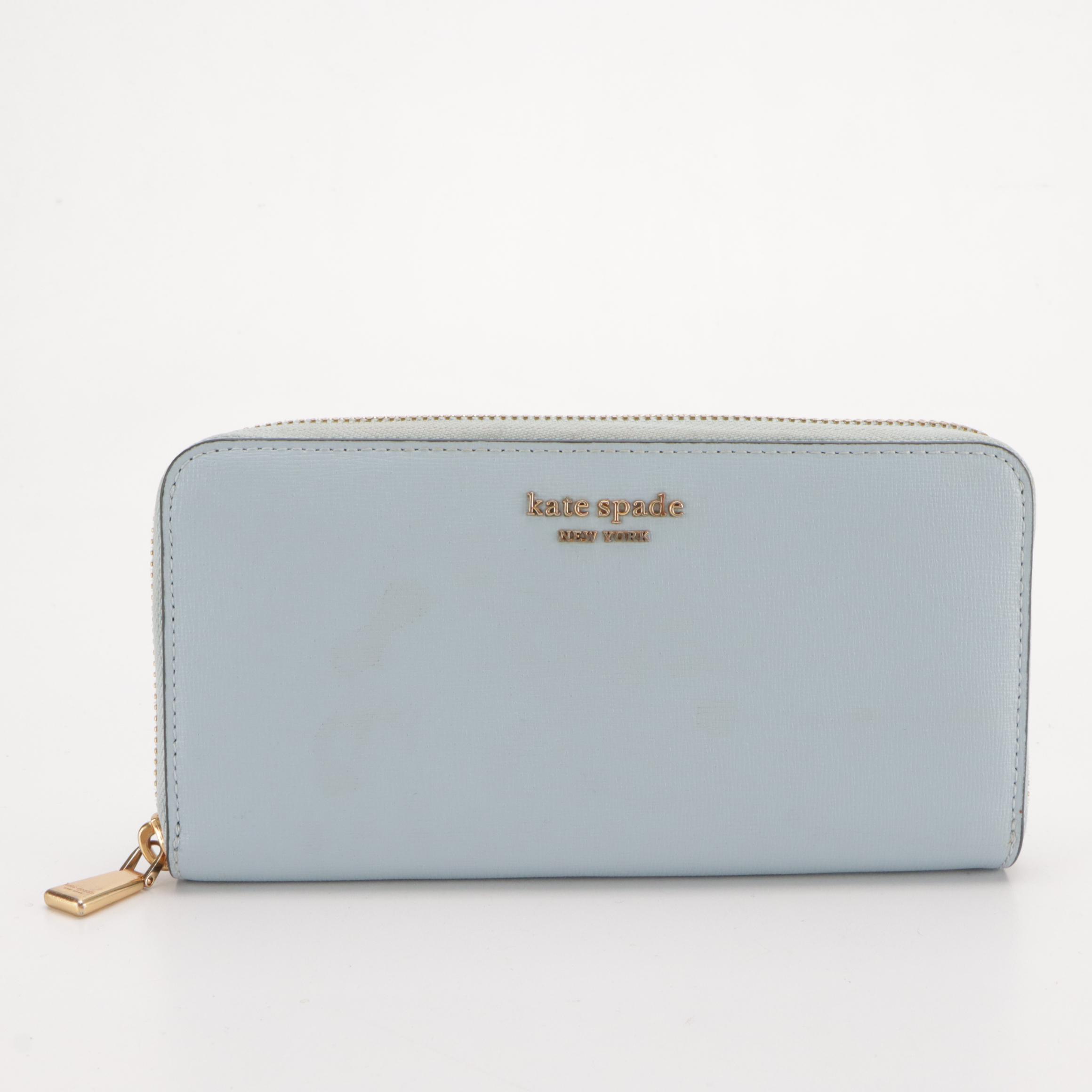 Coach Signature Canvas Diaper Tote Bag, Kate Spade Baby Blue Leather Zip Wallet