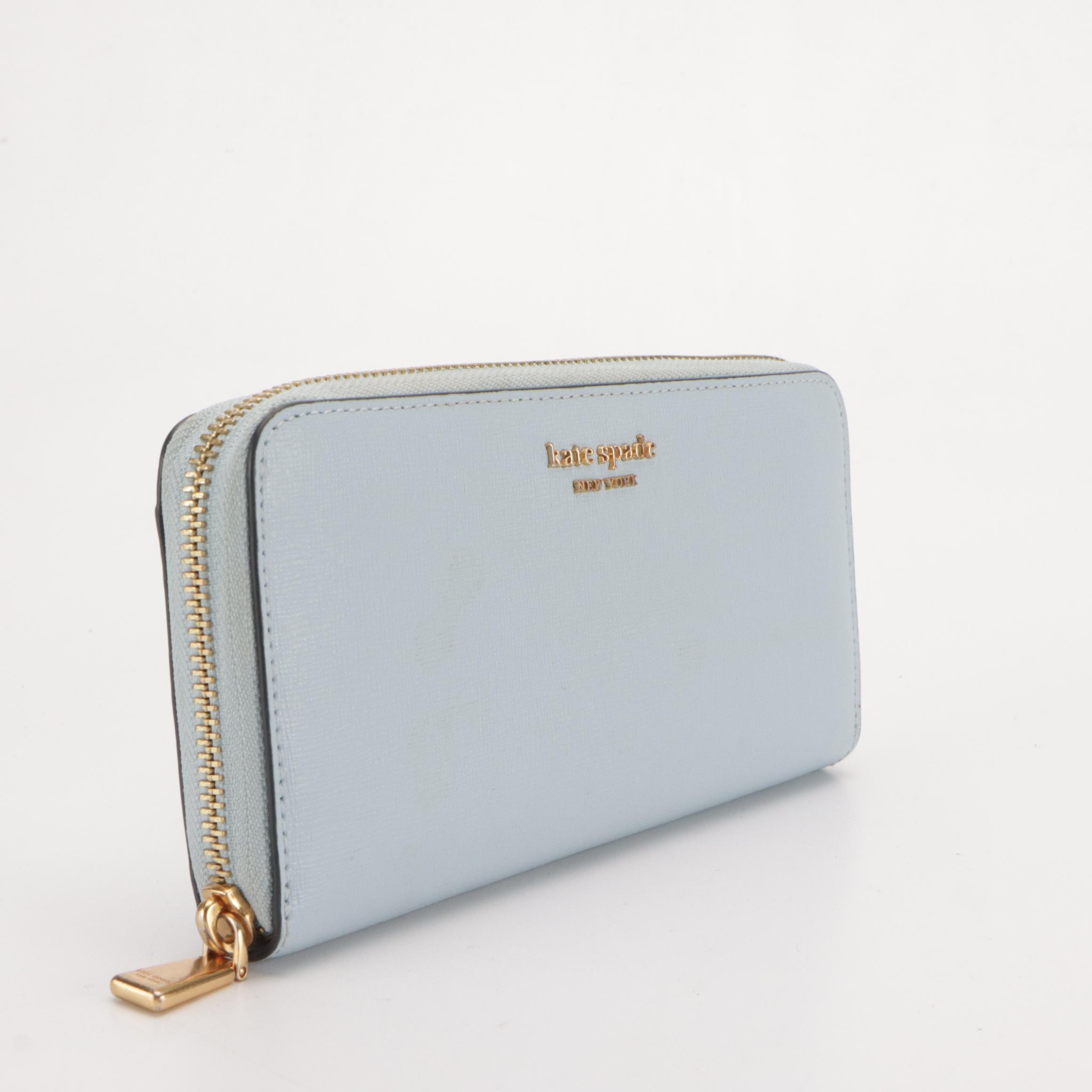 Coach Signature Canvas Diaper Tote Bag, Kate Spade Baby Blue Leather Zip Wallet