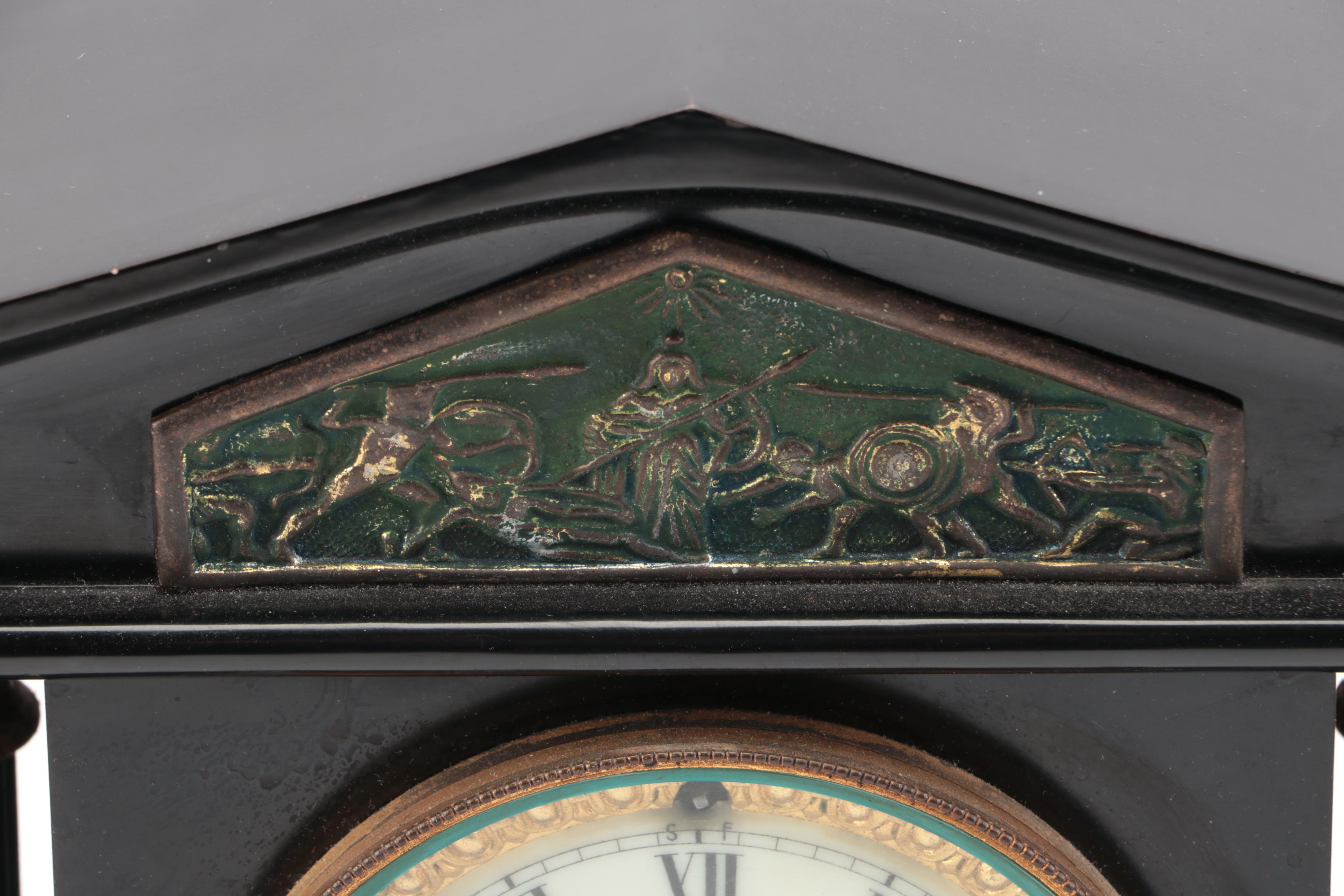 Ansonia Greek Revival Style Temple-Shaped Mantel Clock, Late 19th/Early 20th C.