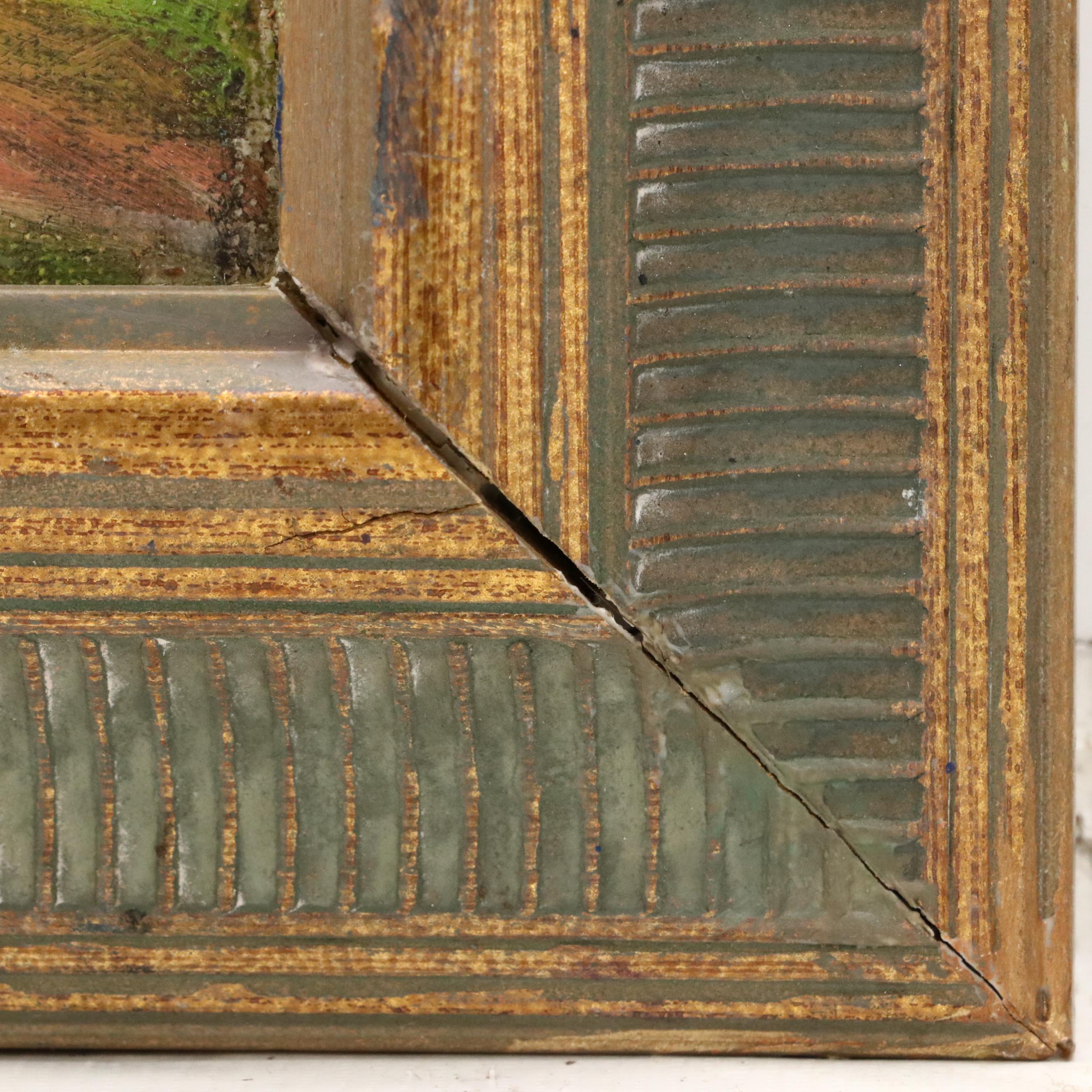 Attributed to Jeanne Reimbolte Oil Impressionistic Village, Early 20th Century